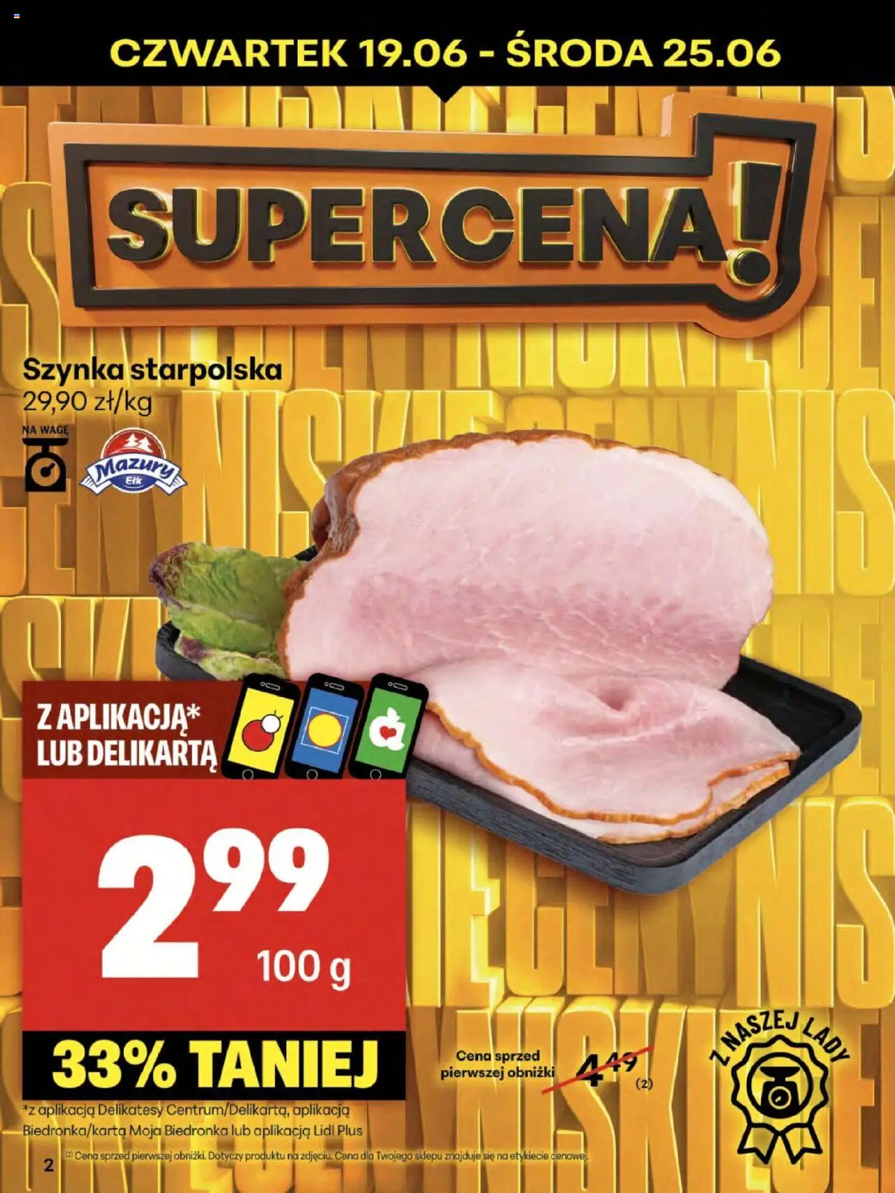 Delikatesy Centrum Gazetka od 19.06.2025 | Strona: 2 | Produkty: Szynka, Delikatesy