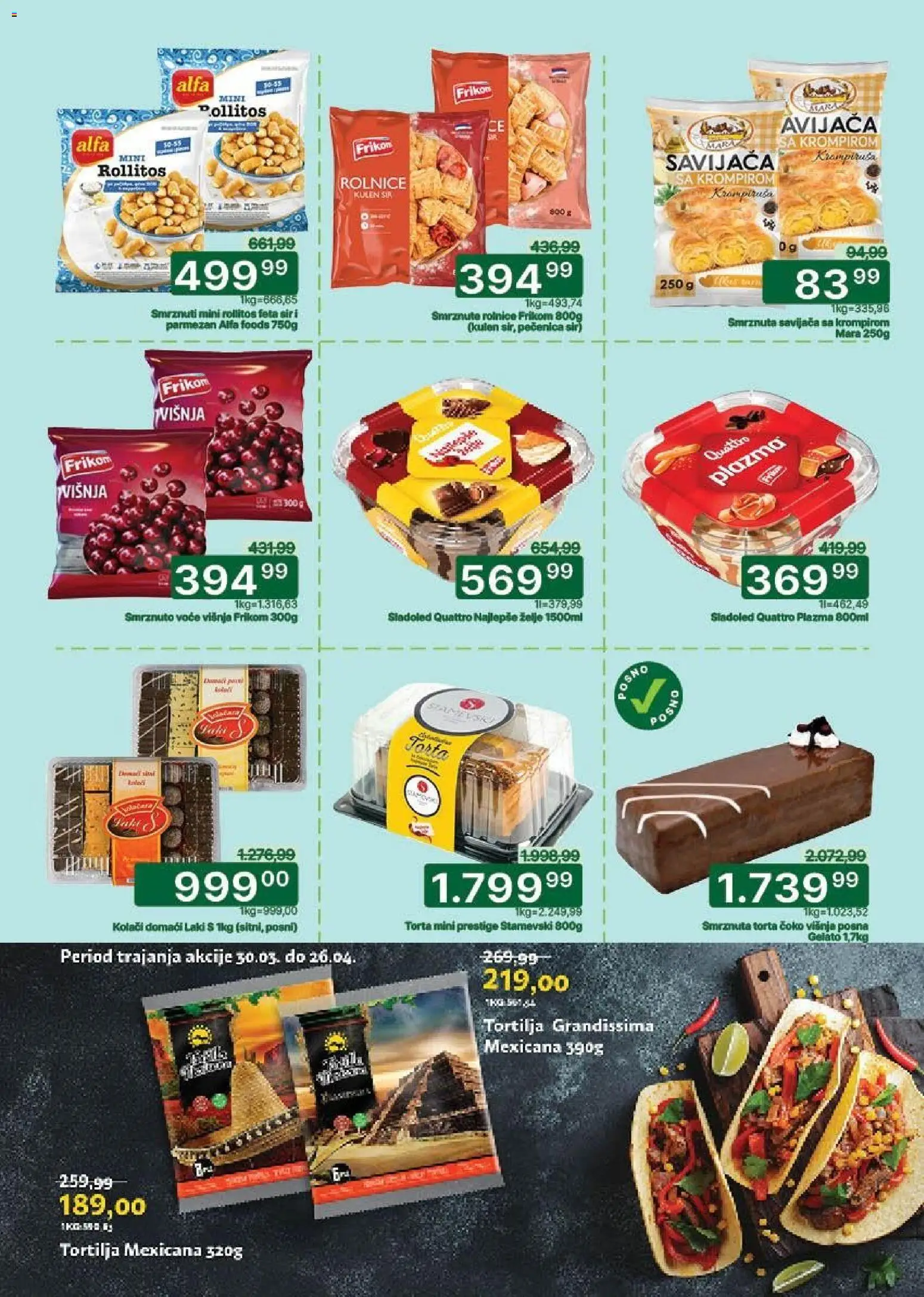 Univerexport katalog - važi od 30.03.2026 | Strana: 11 | Proizvode: Tortilja, Višnja, Sir, Parmezan