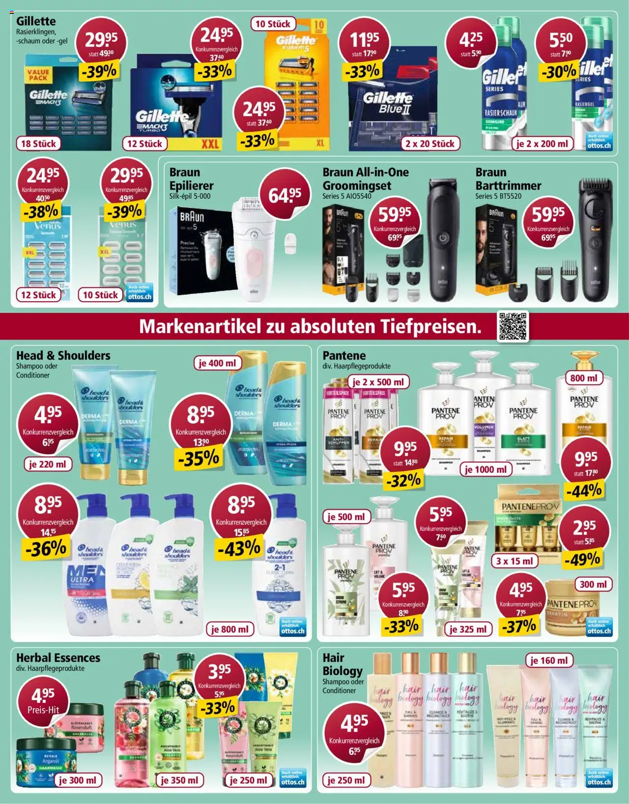 Otto's Aktionen Marken Spezial ab 18.08.2025 | Seite: 4 | Produkte: Shampoo, Conditioner, Rasierschaum, Epilierer