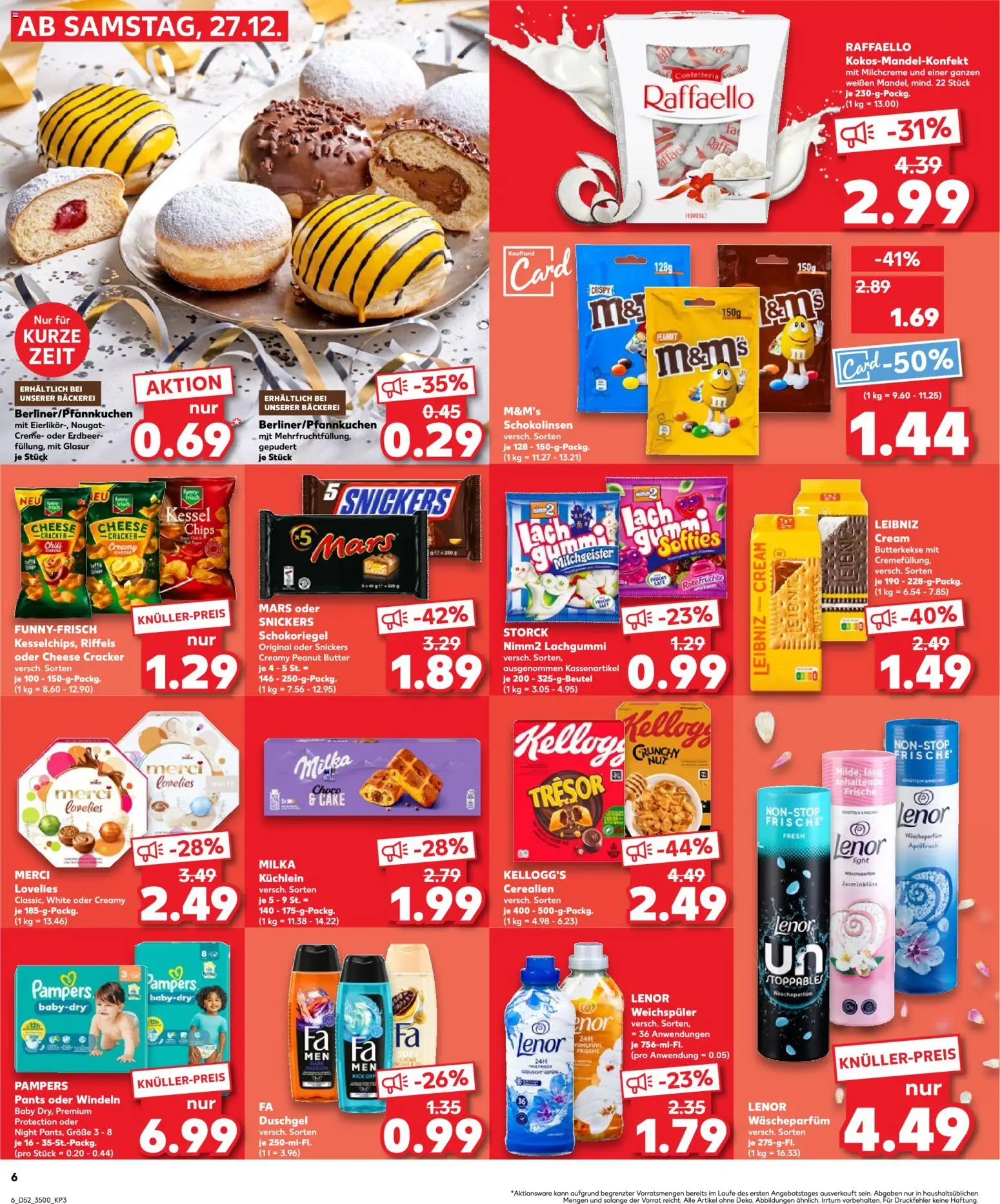 Kaufland prospekt Rostock	 – gültig ab 27.12.2025 | Seite: 6 | Produkte: Lenor, Kellogg's, Snickers, Chips
