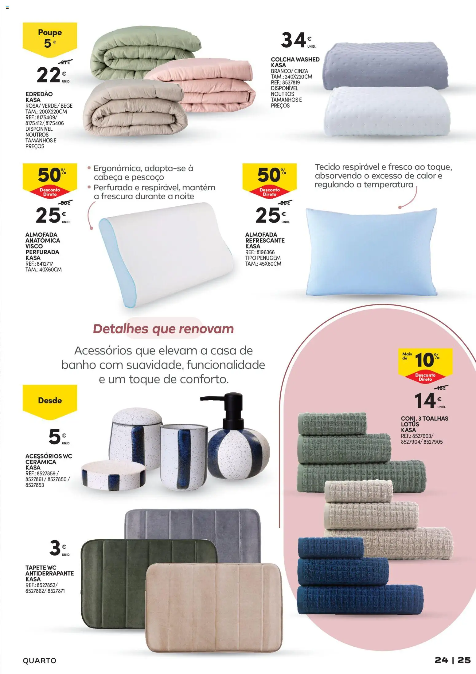 Continente - Tudo para a Casa │ válido de 24.02.2026 | Página: 25 | Produtos: Almofada, Banho, Tapete, Colcha