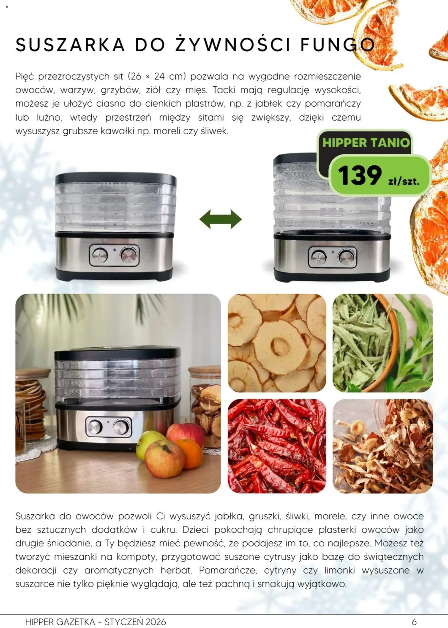 Hipper Gazetka od 10.01.2026 | Strona: 6 | Produkty: Suszarka, Cytryny, Owoce