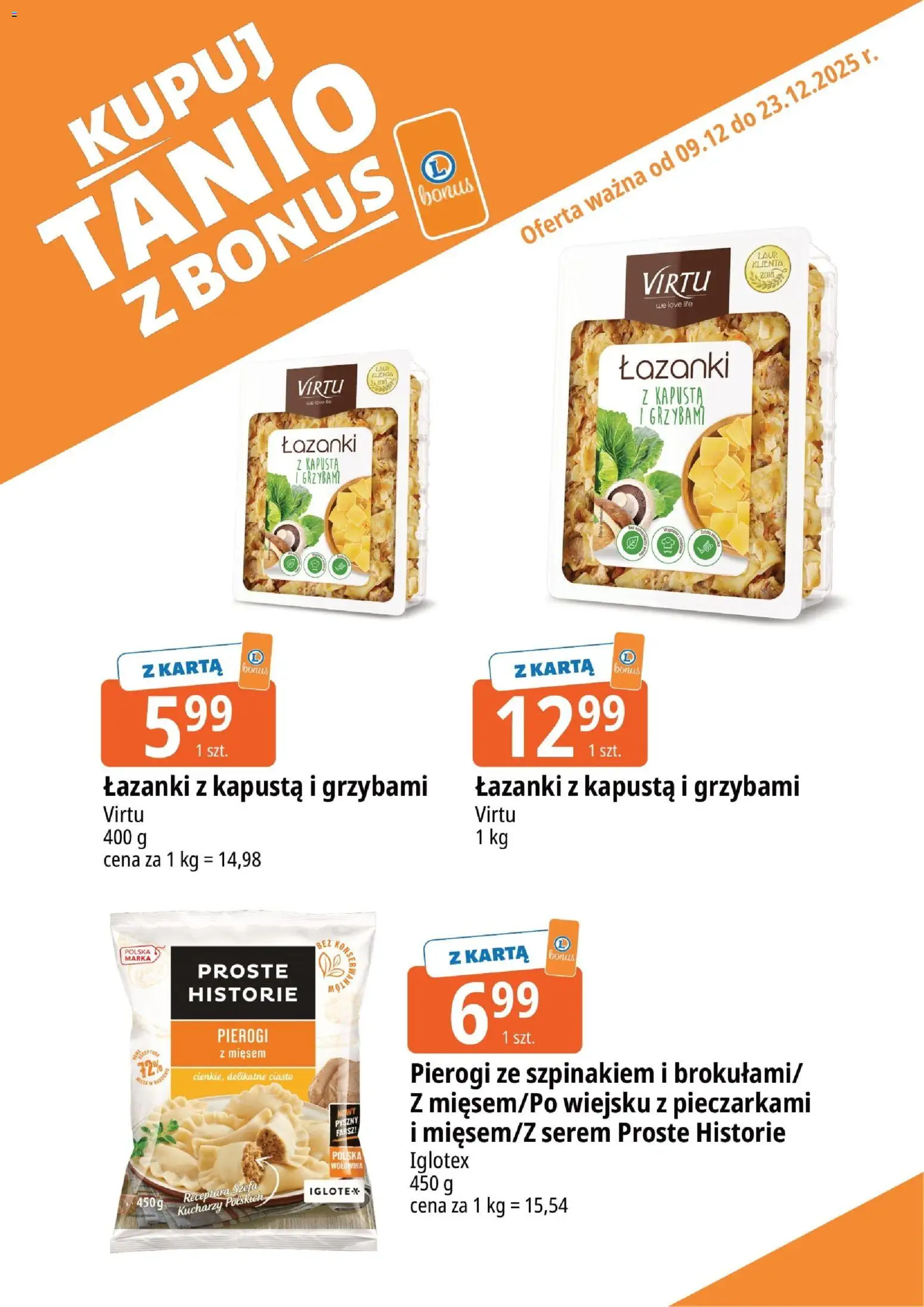 E.Leclerc Gazetka - Wrocław kupony dodatkowe od 09.12.2025 | Strona: 9 | Produkty: Kapusta, Karta, Pierogi, Ciasto