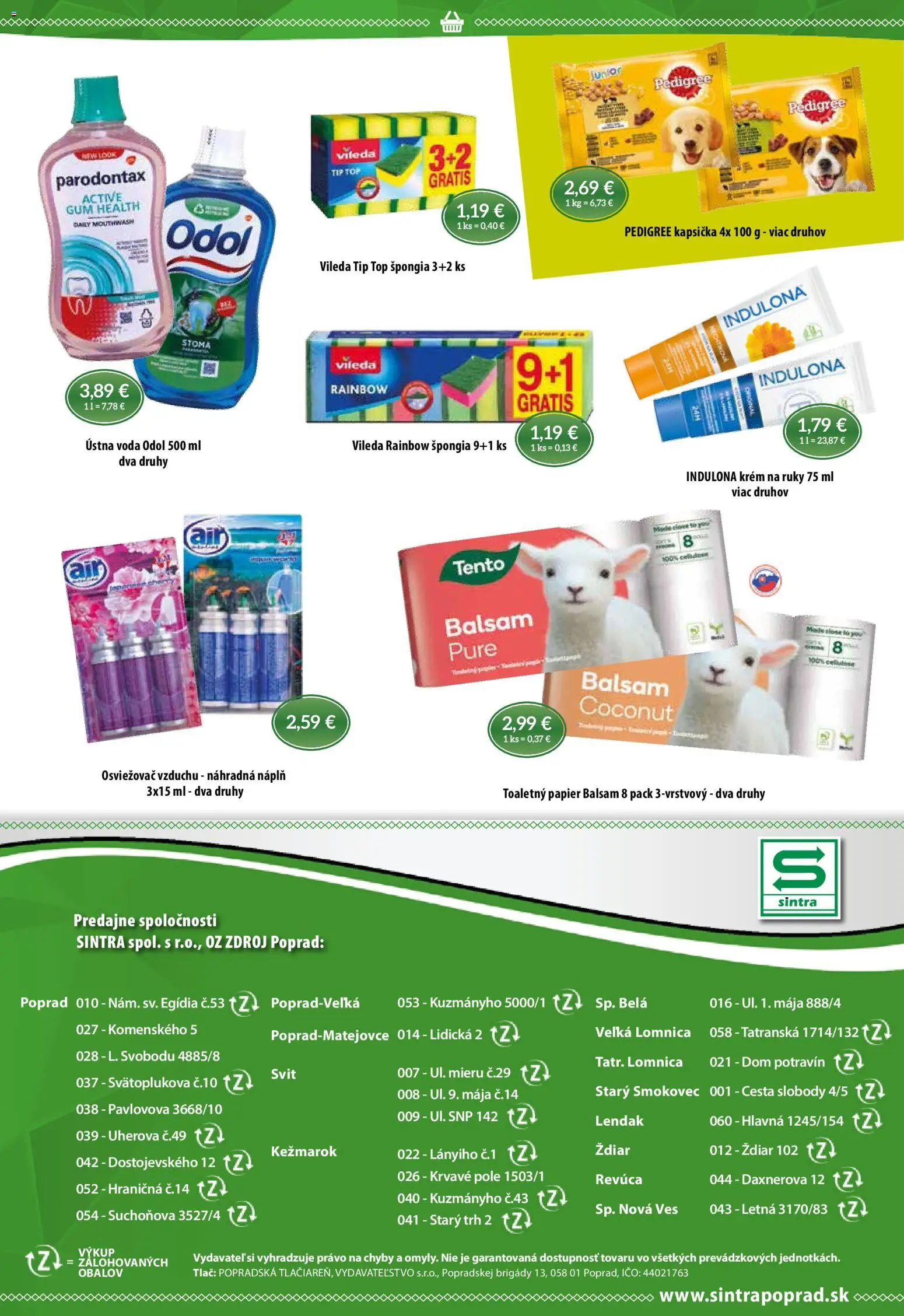 Nové Sintra akcie – leták je platný od 22.01.2026 | Strana: 10 | Produkty: Osviežovač vzduchu, Krém na ruky, Ústna voda