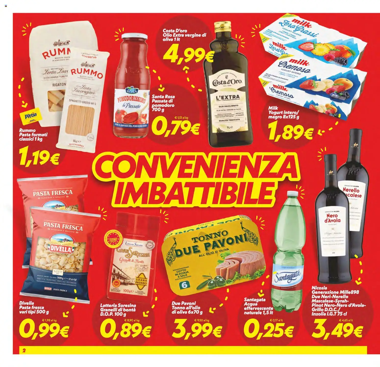 Volantino SuperConveniente del 14.11.2025 | Pagina: 2 | Prodotti: Acqua, Sale, Pomodoro, Olio