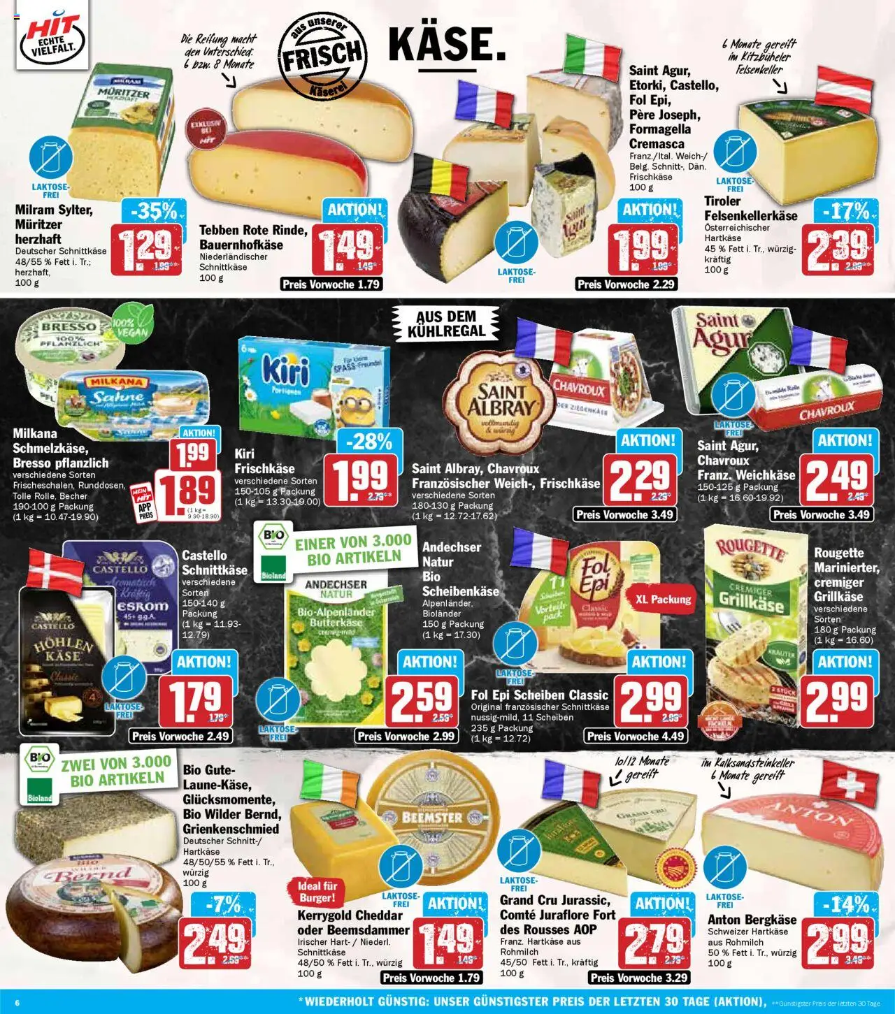 HIT Prospekt 	 - gültig ab dem 07.07.2025 | Seite: 6 | Produkte: Burger, Milram, Sahne, Frischkase