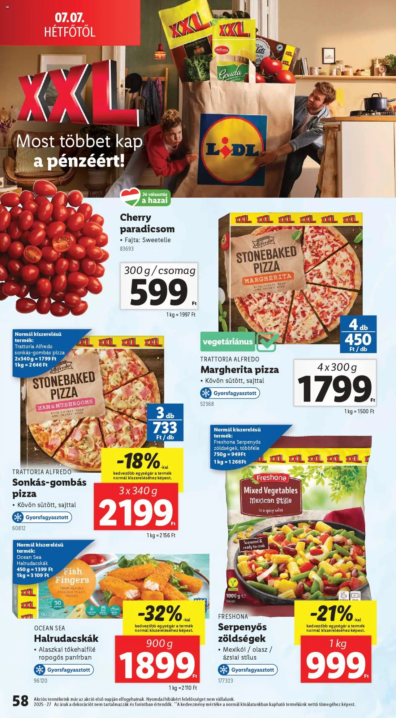 Lidl akciós ujság - amely érvényes a következő dátumtól: 03.07.2025 | Oldal: 58 | Termékek: Gouda, Pizza, Paradicsom, Vegán
