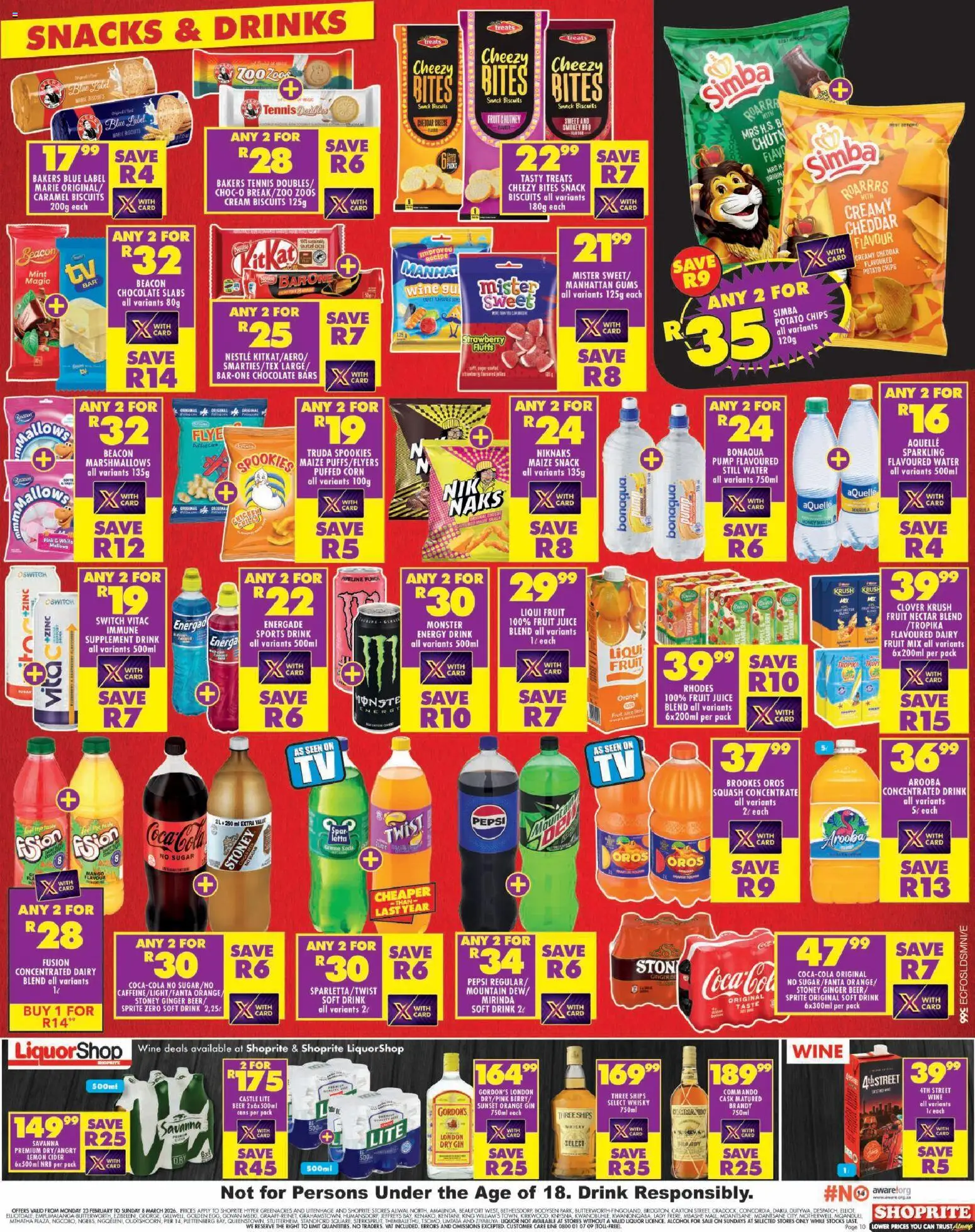New Shoprite catalogue – valid from 23.02.2026 | Page: 10 | Products: Corn, Cider, Chocolate, Wine