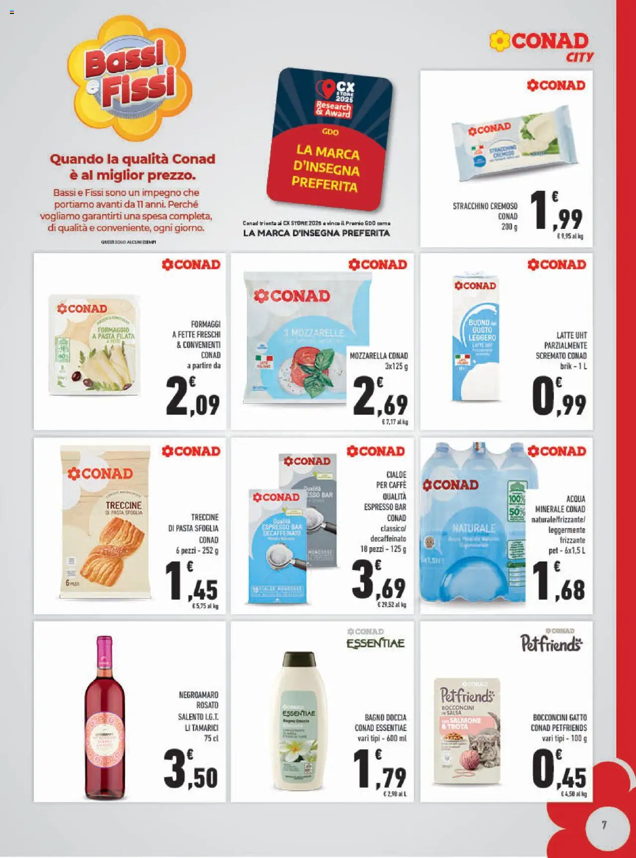 Volantino Conad del 13.08.2025 | Pagina: 7 | Prodotti: Acqua, Salsa, Mozzarella, Doccia