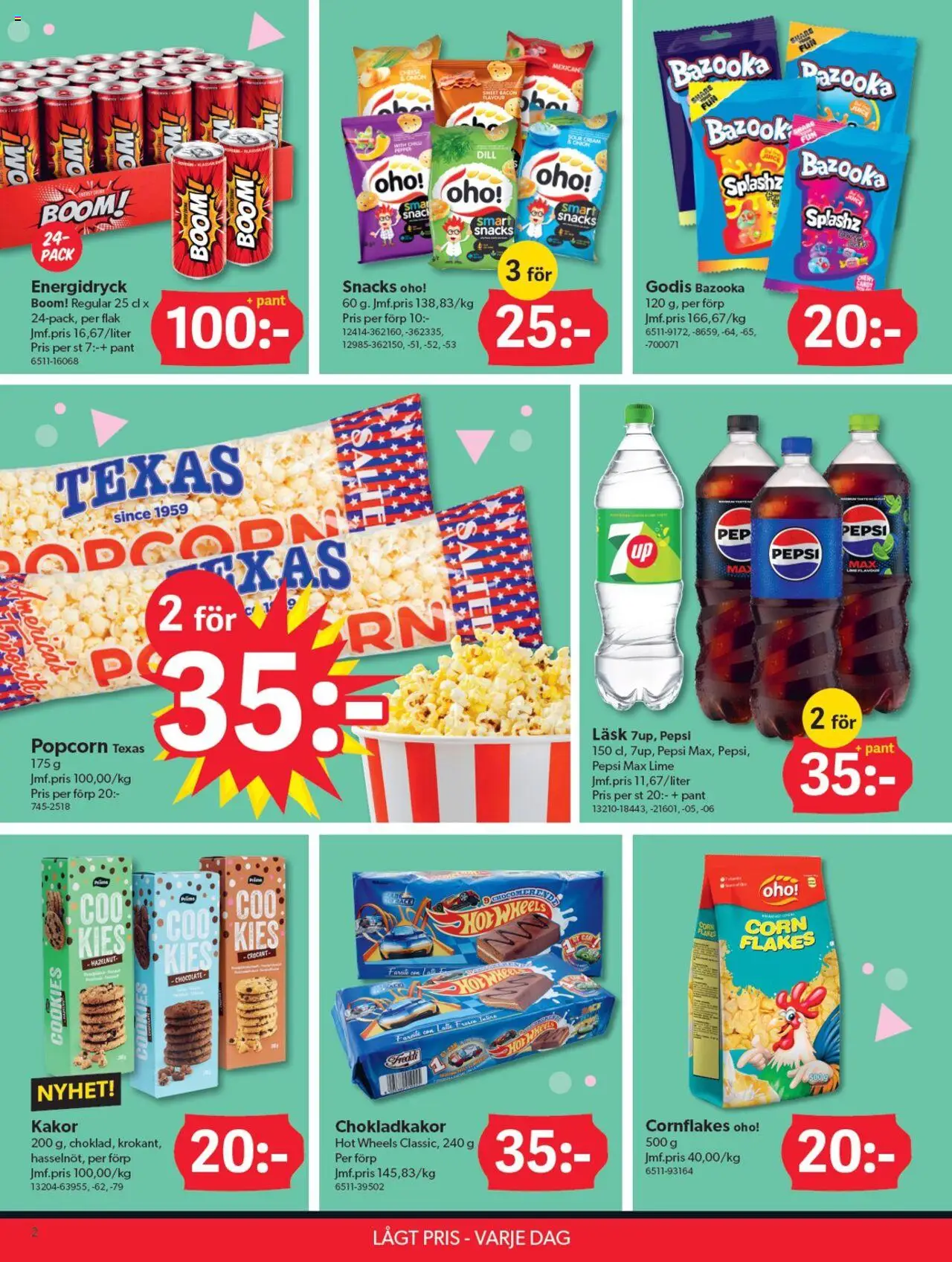 Dollar Store reklamblad aktuell från 25.08.2025 | Sida: 2 | Produkter: Bacon, Pepsi, Godis, Popcorn