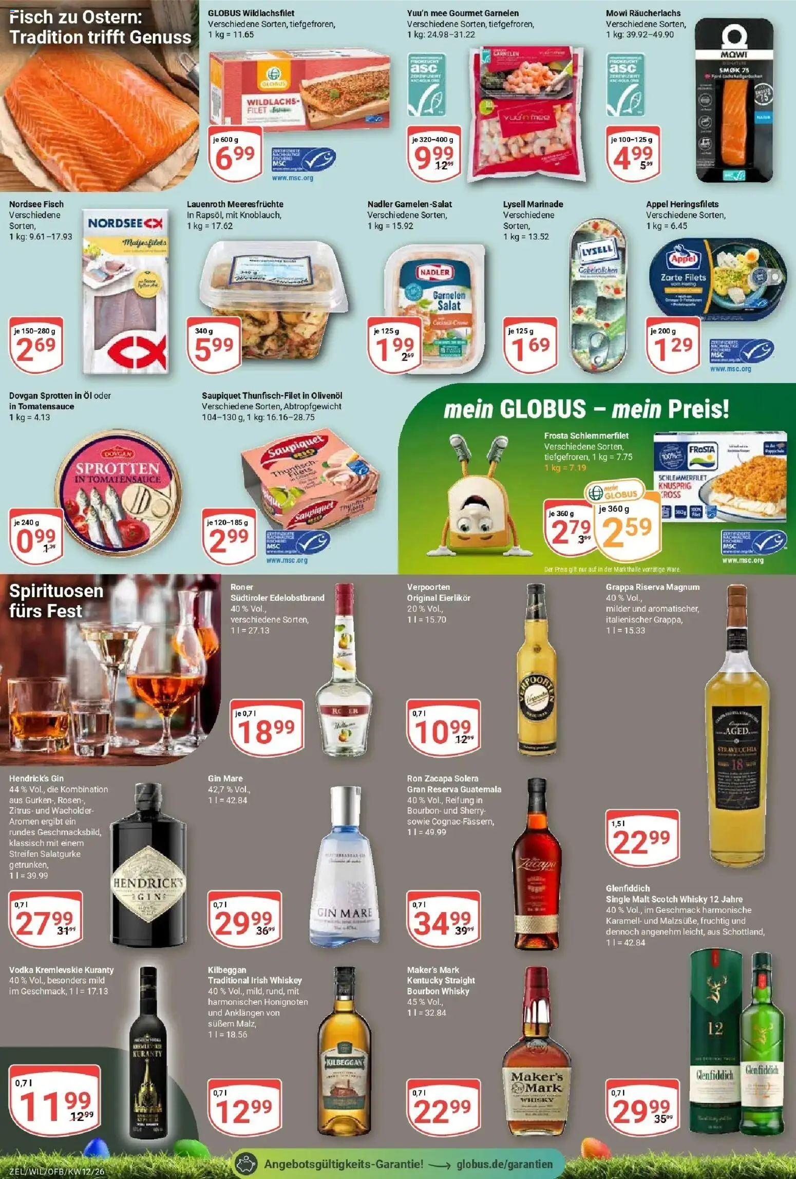 Globus prospekt Wittlich	 – gültig ab 15.03.2026 | Seite: 14 | Produkte: Fisch, Bourbon, Gin, Salat