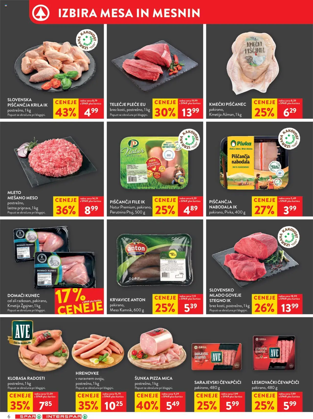 Novi Spar katalog ponudbe – veljaven od 22.10.2025 | Stran: 8 | Izdelki: Hrenovke, Čevapčiči, Nabodala, Sunka