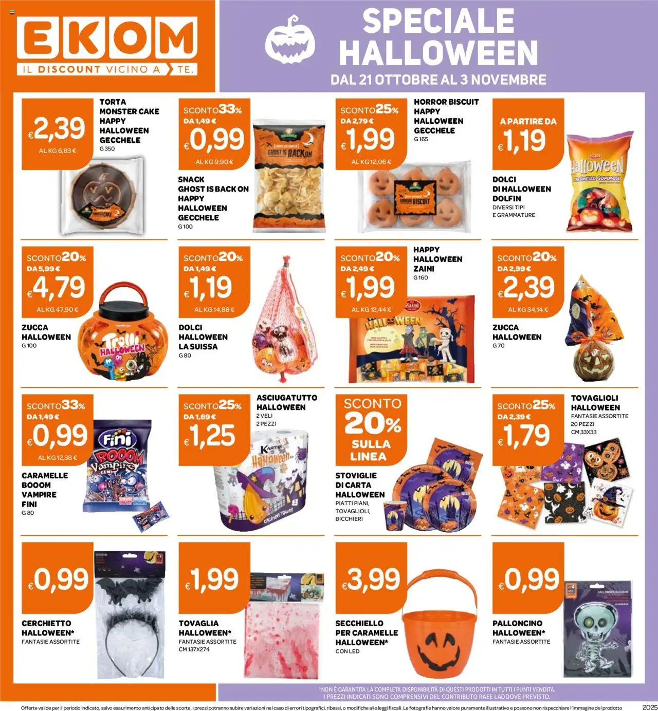 Volantino Ekom del 21.10.2025 | Pagina: 16 | Prodotti: Caramelle, Zucca, Torta, Asciugatutto