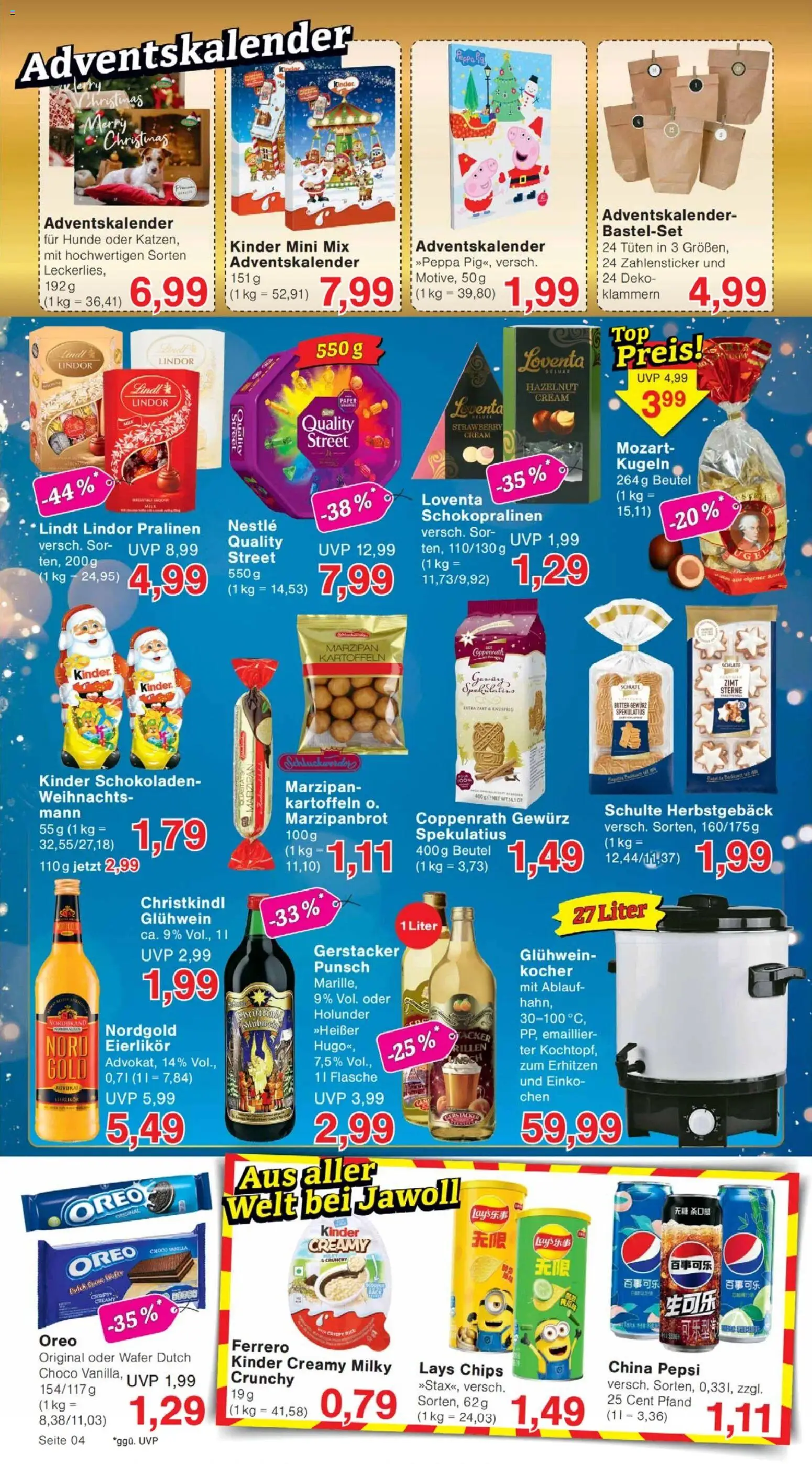 Jawoll Prospekt – gültig ab 10.11.2025 | Seite: 4 | Produkte: Kocher, Pepsi, Lindt, Chips