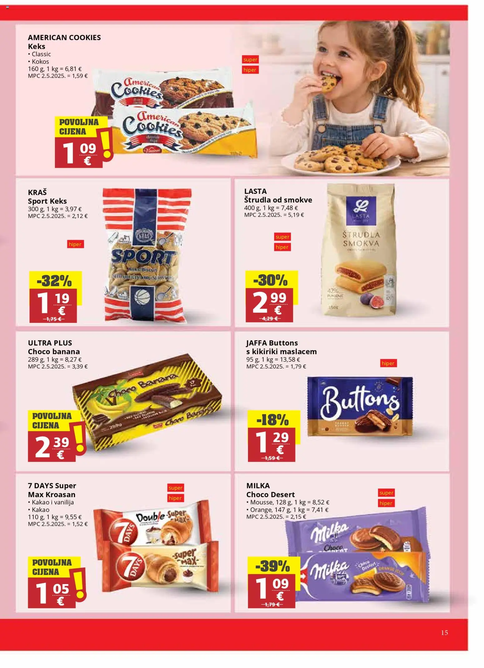 Ribola katalog | vrijedi od 29.04.2026 | Stranica: 15 | Proizvodi: Keks, Kikiriki, Milka, Kakao