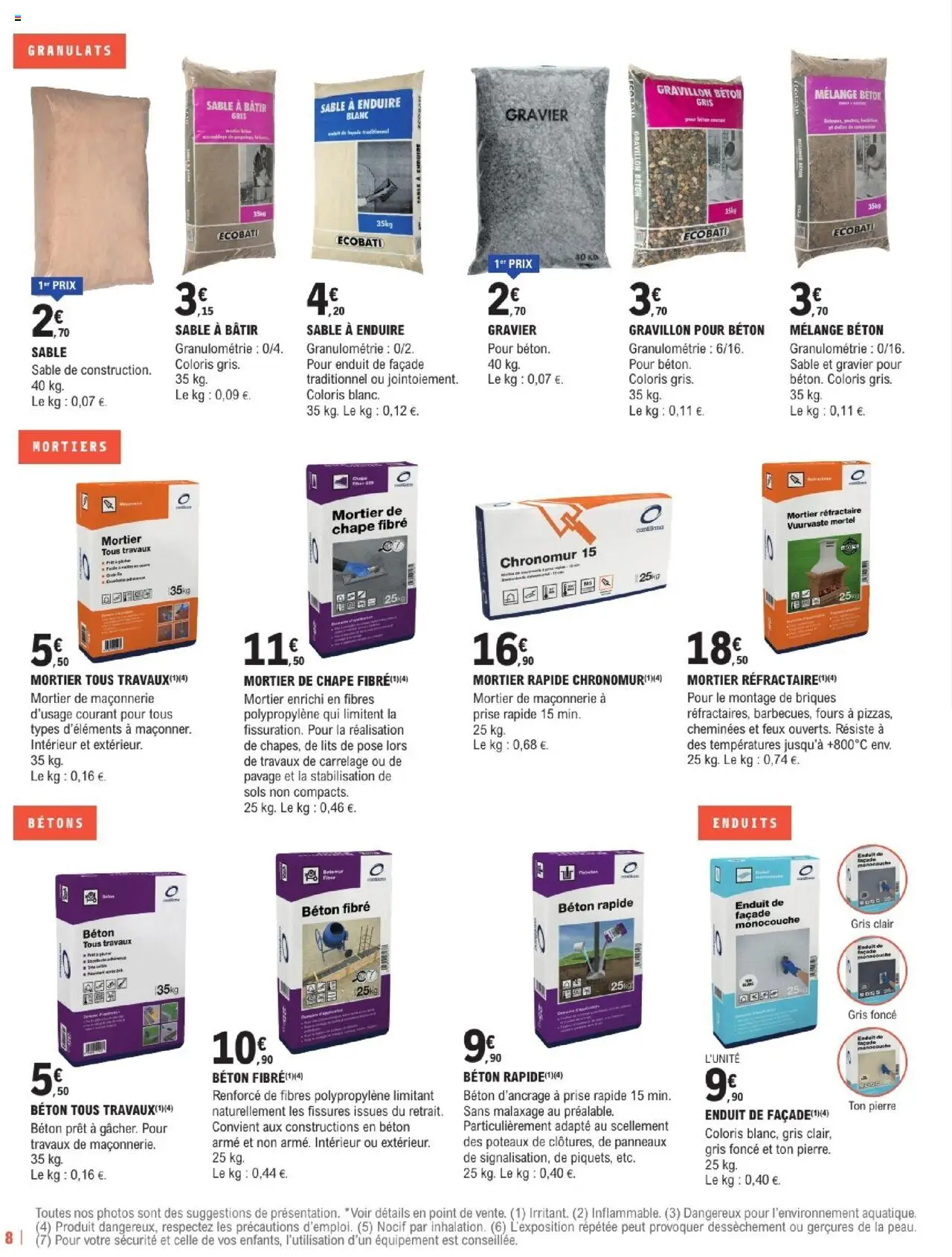  | Page: 8 | Produits: Mortier, Gravier, Briques, Prise