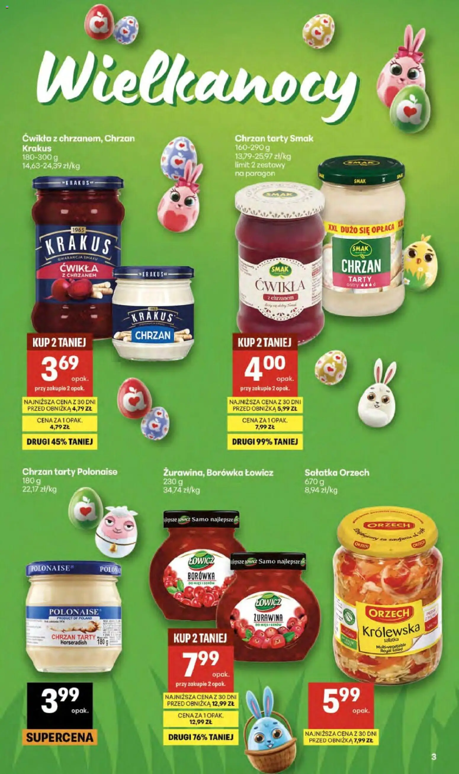 Delikatesy Centrum gazetka - Sklepy Własne od 02.04.2026 | Strona: 3 | Produkty: Żurawina, Chrzan, Sałatka