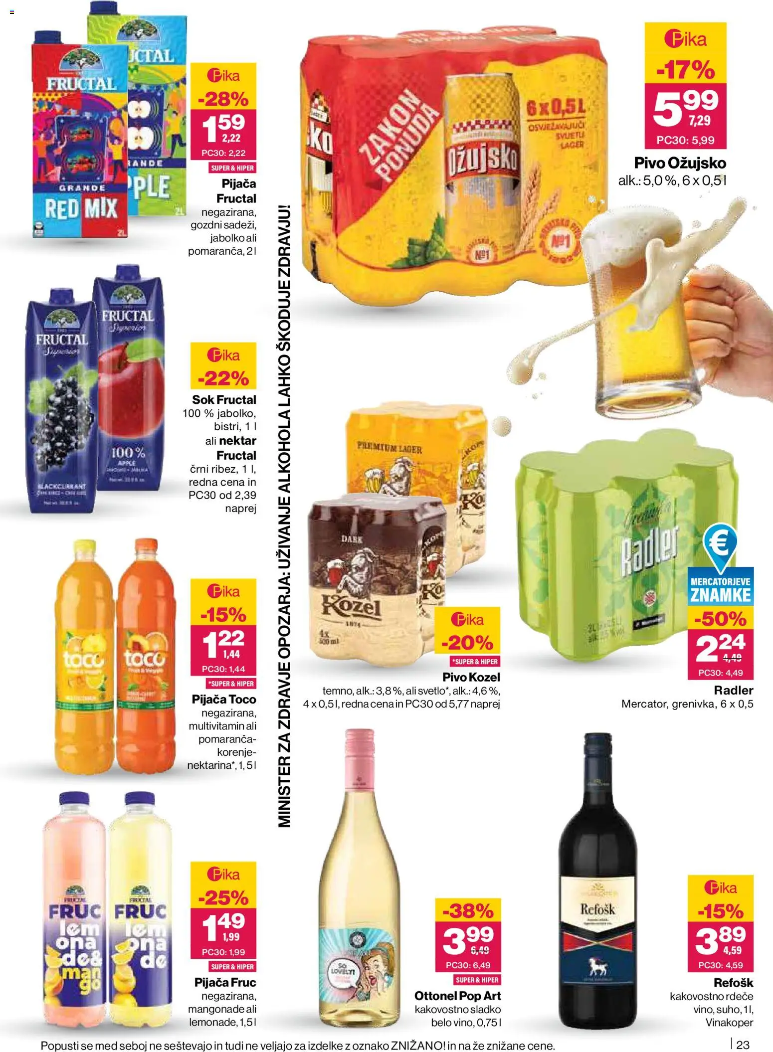 Novi Mercator katalog ponudbe – veljaven od 15.01.2026 | Stran: 23 | Izdelki: Nektarina, Radler, Sok, Pivo