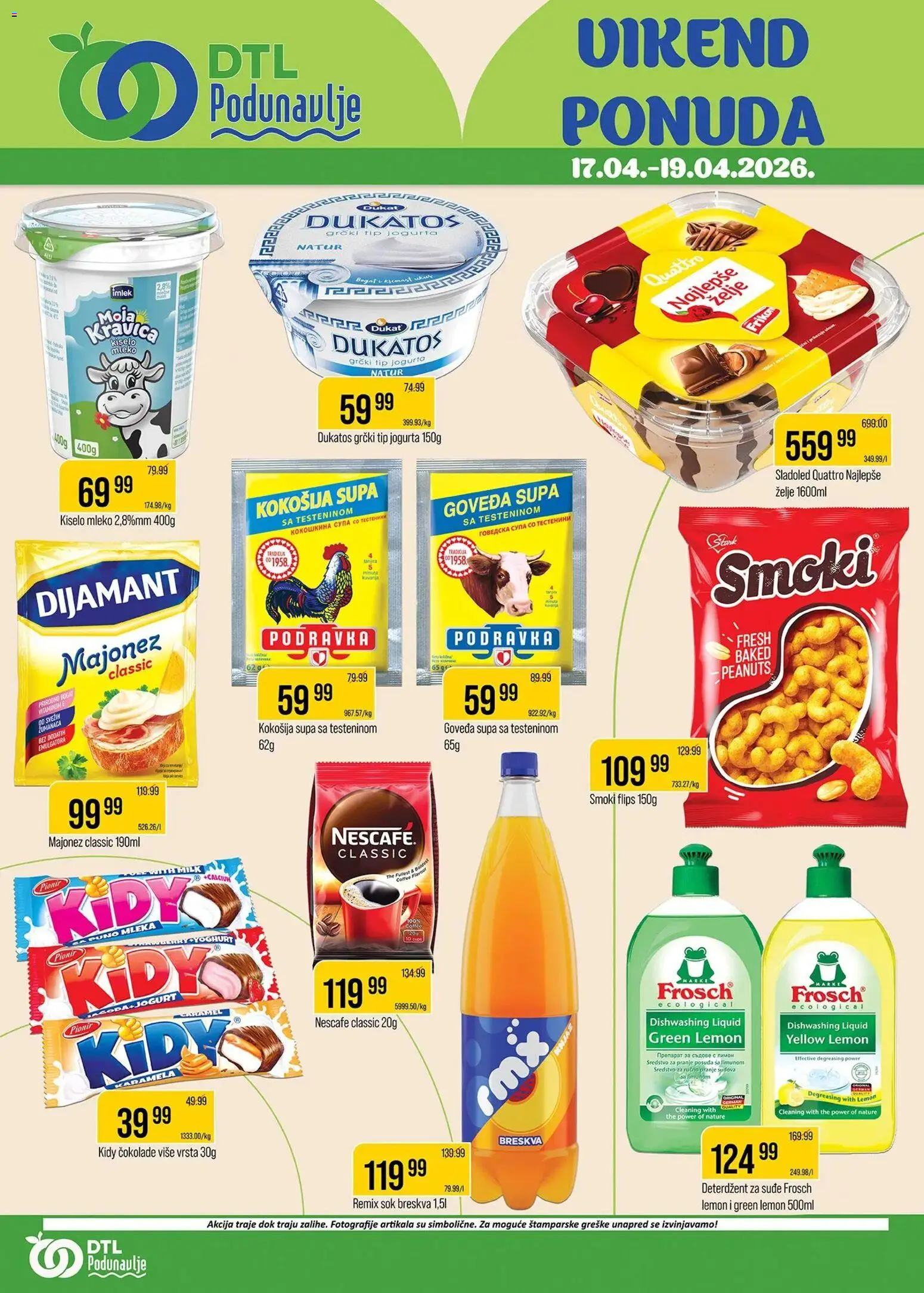 Podunavlje katalog - važi od 17.04.2026 | Strana: 1 | Proizvode: Majonez, Smoki, Kiselo mleko, Dukatos