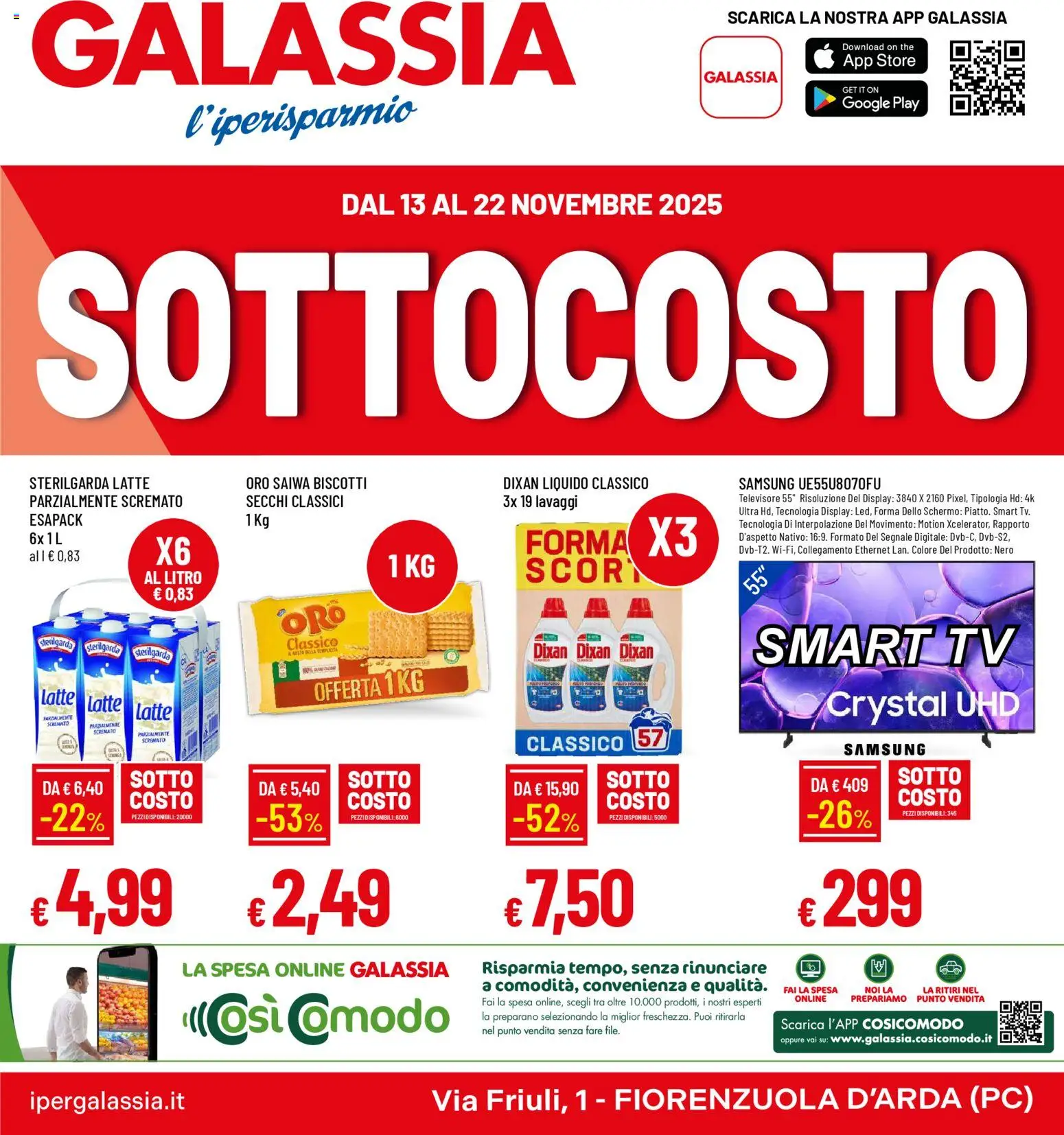 Volantino Galassia del 13.11.2025 | Pagina: 1 | Prodotti: Schermo, Latte, The, Samsung