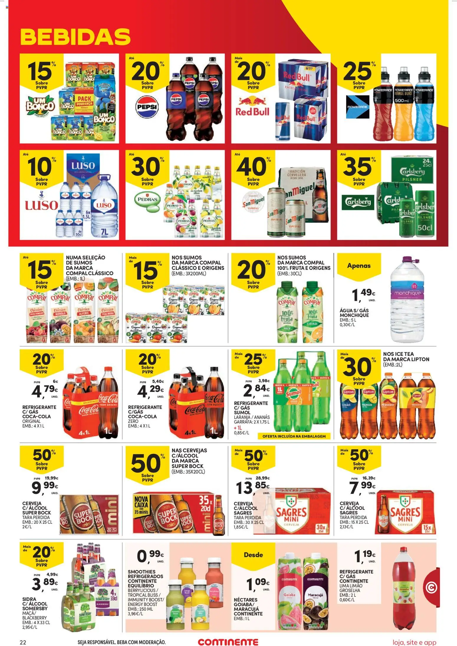 Continente Semanal Continente Bom Dia │ válido de 11.11.2025 | Página: 22 | Produtos: Agua, Somersby, Coca-cola, Bebida
