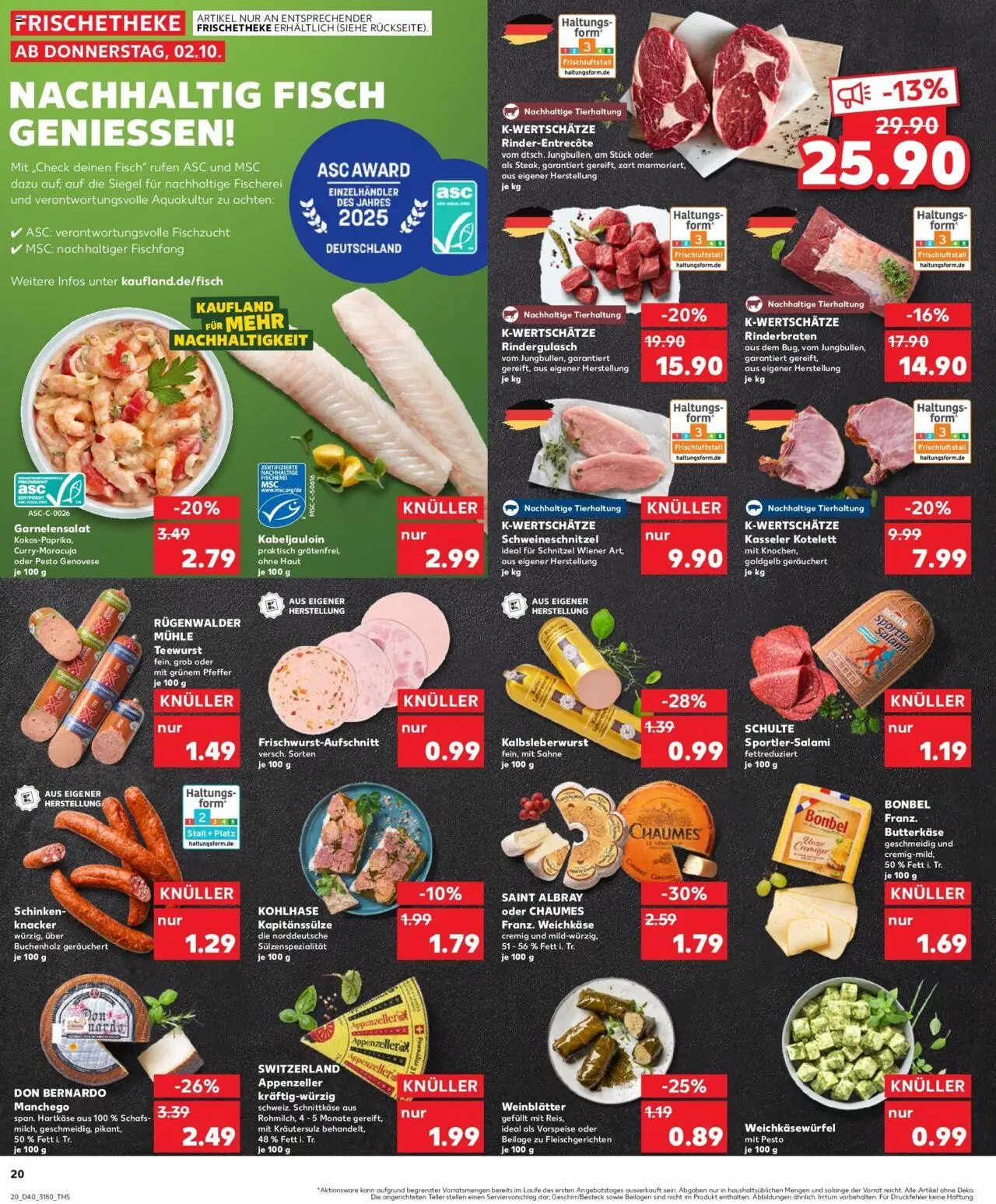 Kaufland prospekt Ahrensfelde	 – gültig ab 05.10.2025 | Seite: 20 | Produkte: Butter, Fisch, Schinken, Sahne
