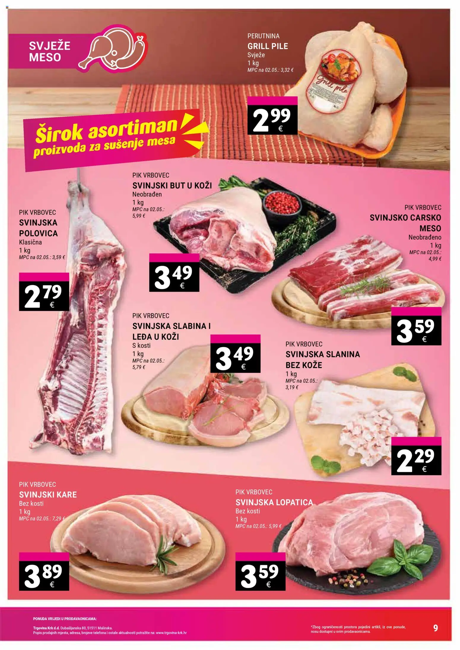 Trgovina Krk katalog | vrijedi od 16.01.2026 | Stranica: 9 | Proizvodi: Svinjska lopatica, Svinjski but, Pik Vrbovec, Lopatica