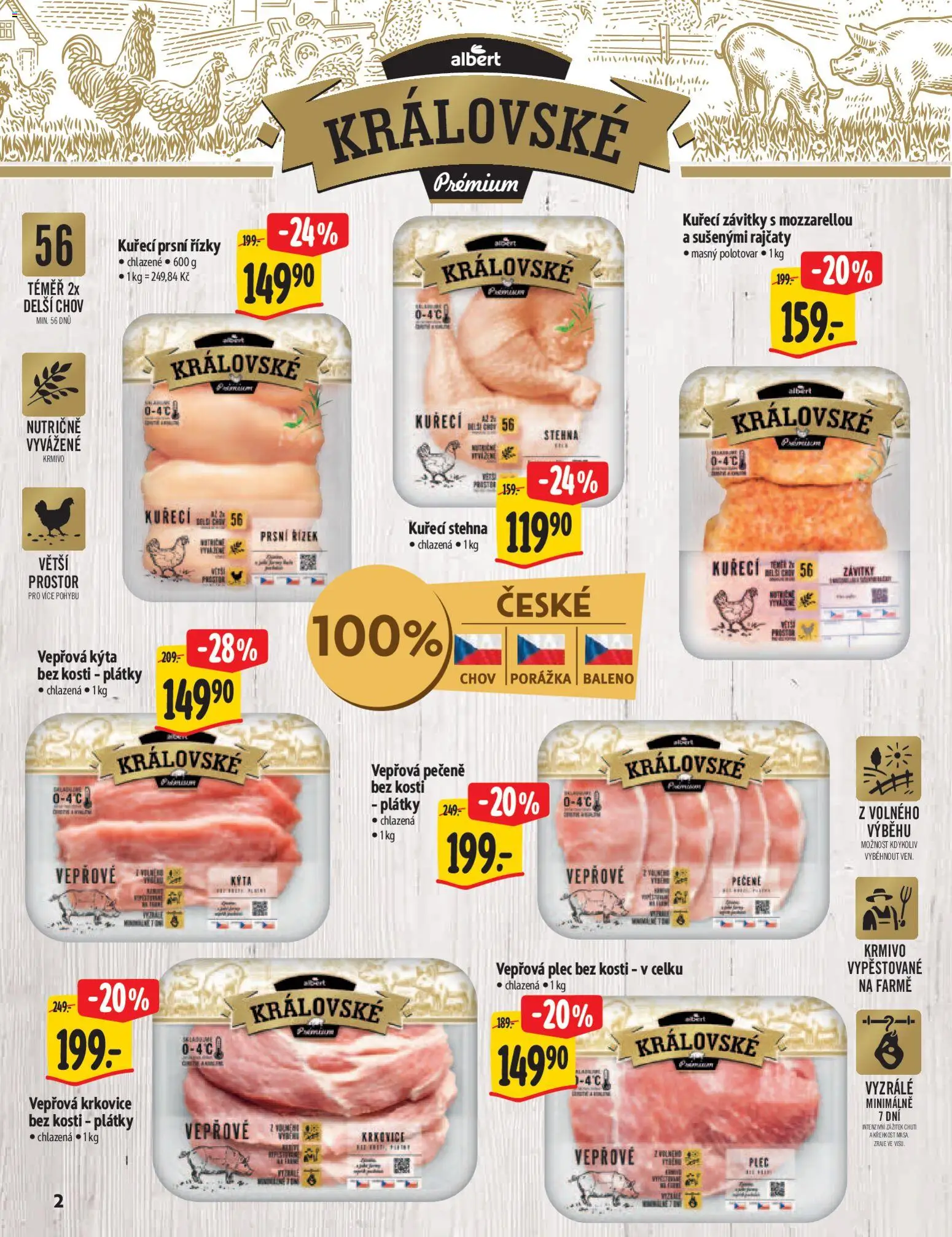 Albert katalog - Supermarket  od 25.03.2026 | Strana: 2 | Produkty: Kuřecí prsní řízky, Vepřová Kýta, Kuřecí stehna, Vepřová krkovice