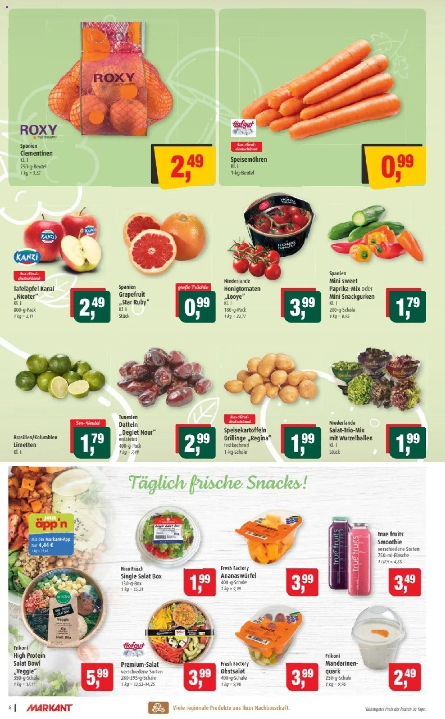 Markant Prospekt 	 – gültig ab 27.10.2025 | Seite: 6 | Produkte: Limetten, Mandarinen, Grapefruit, Salat