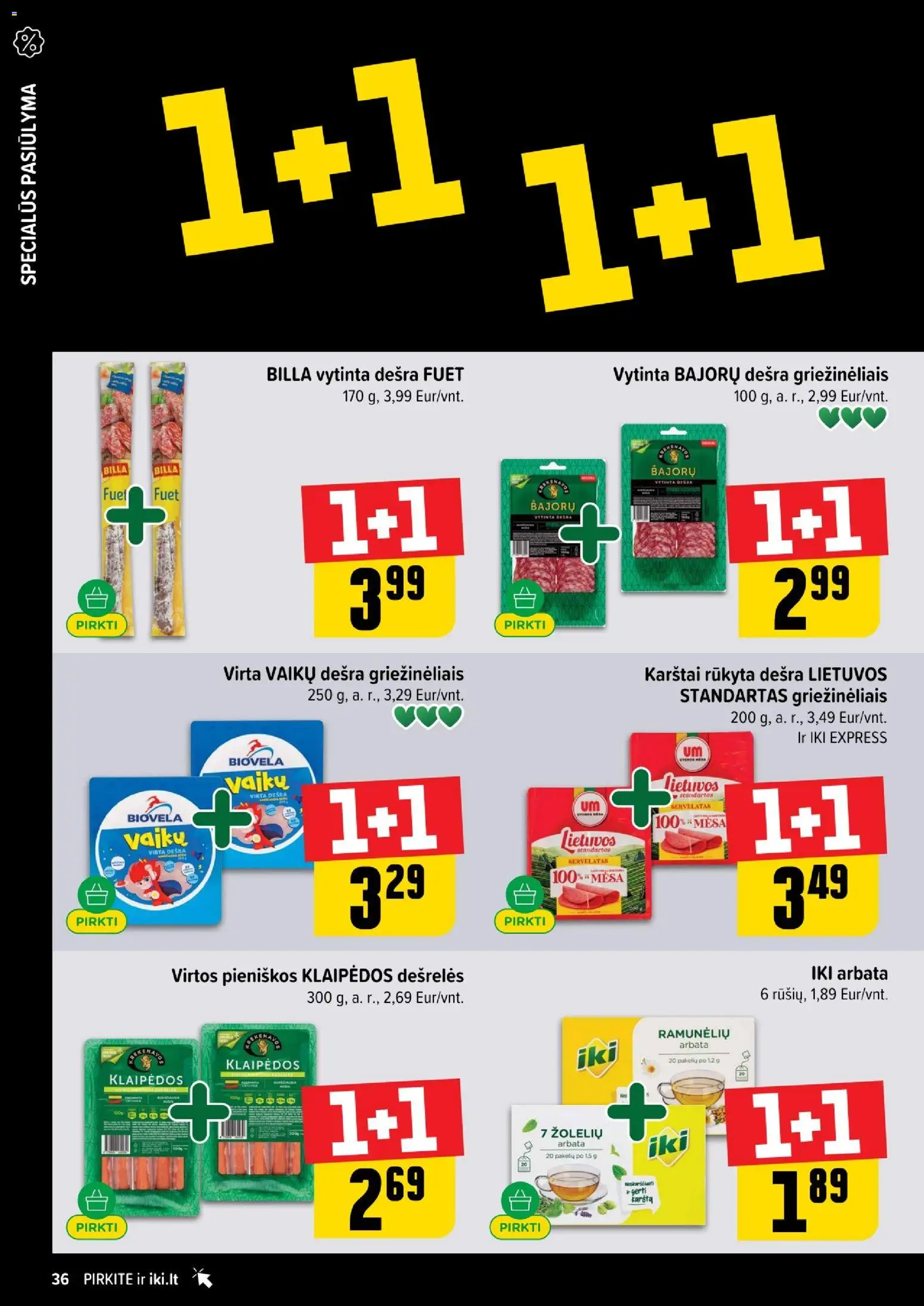 IKI akcijos nuo 24.11.2025 | Puslapis: 36 | Prekių: Dešrelės, Dešra, Arbata