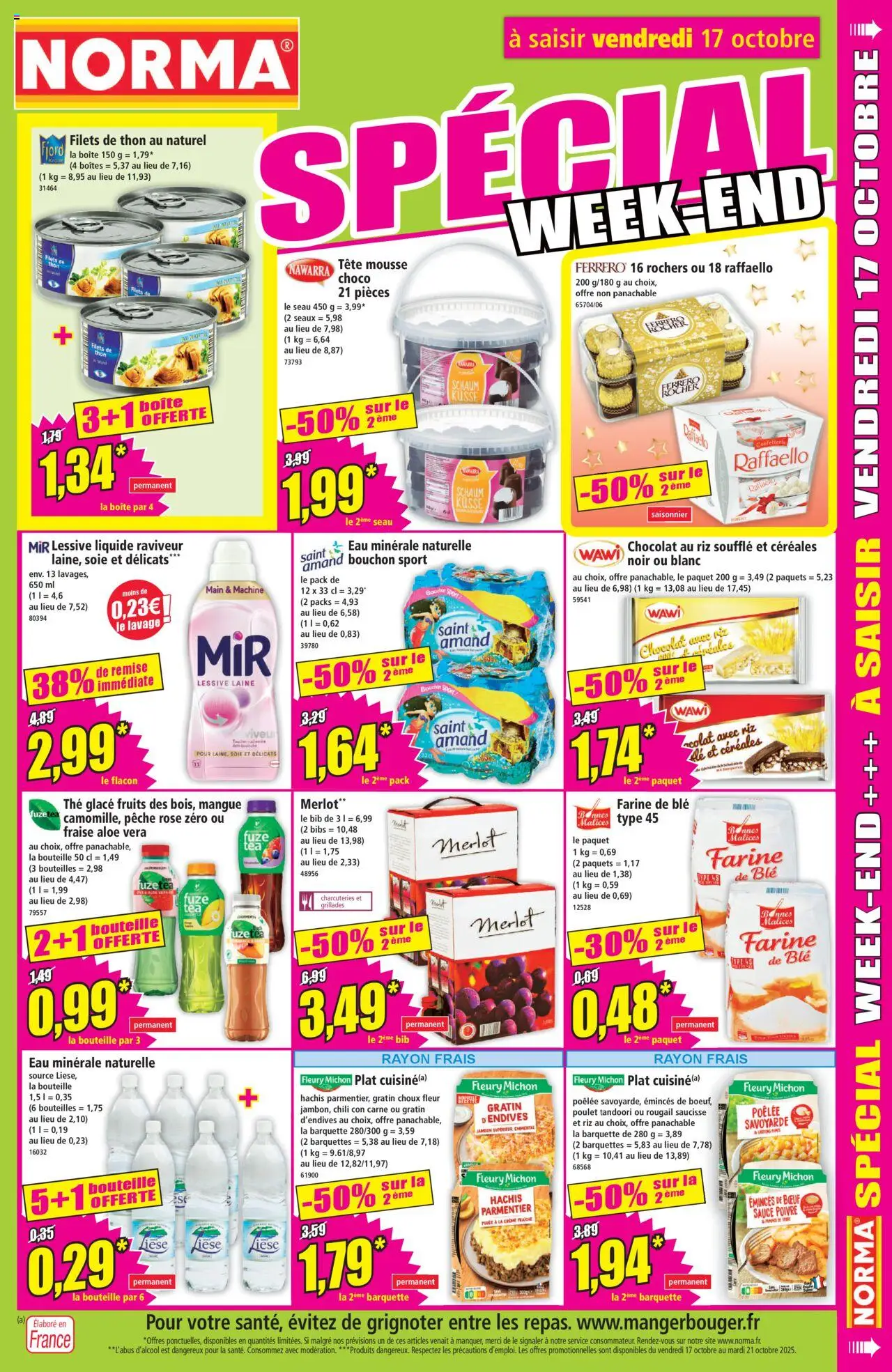 {H1} | Page: 13 | Produits: Farine de ble, Eau minérale naturelle, Chocolat, Saucisse