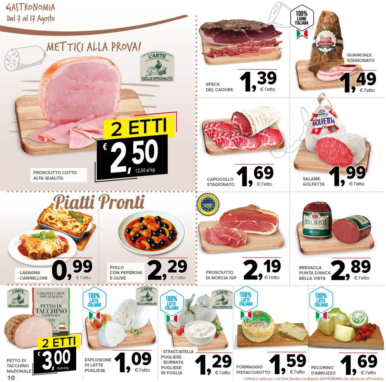 Volantino Todis del 07.08.2025 | Pagina: 10 | Prodotti: Salame, Bresaola, Lasagna, Burrata