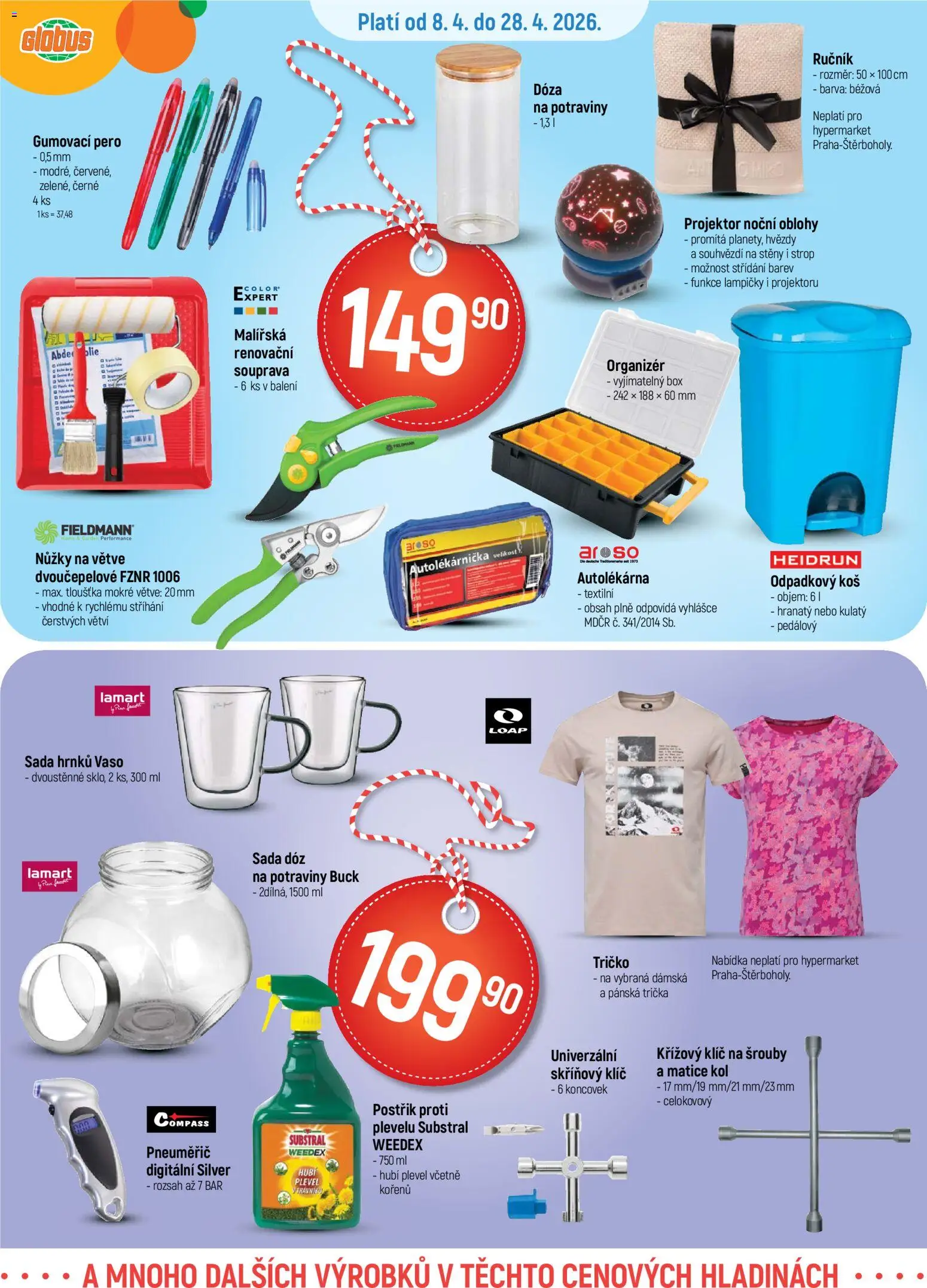 Globus leták - Praha-Štěrboholy od 08.04.2026 | Strana: 22 | Produkty: Tričko, Dóza, Projektor noční oblohy, Lampičky