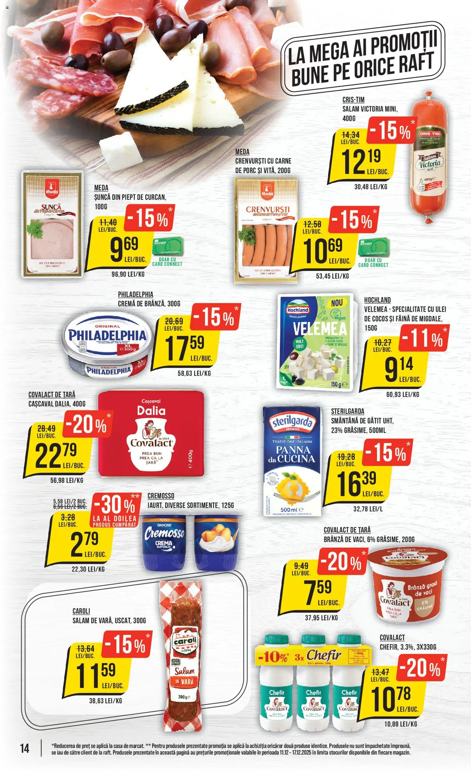 Noul catalog Mega Image – valabil de la 11.12.2025 | Pagină: 14 | Produse: Crenvurști, Ulei, Salam, Făină