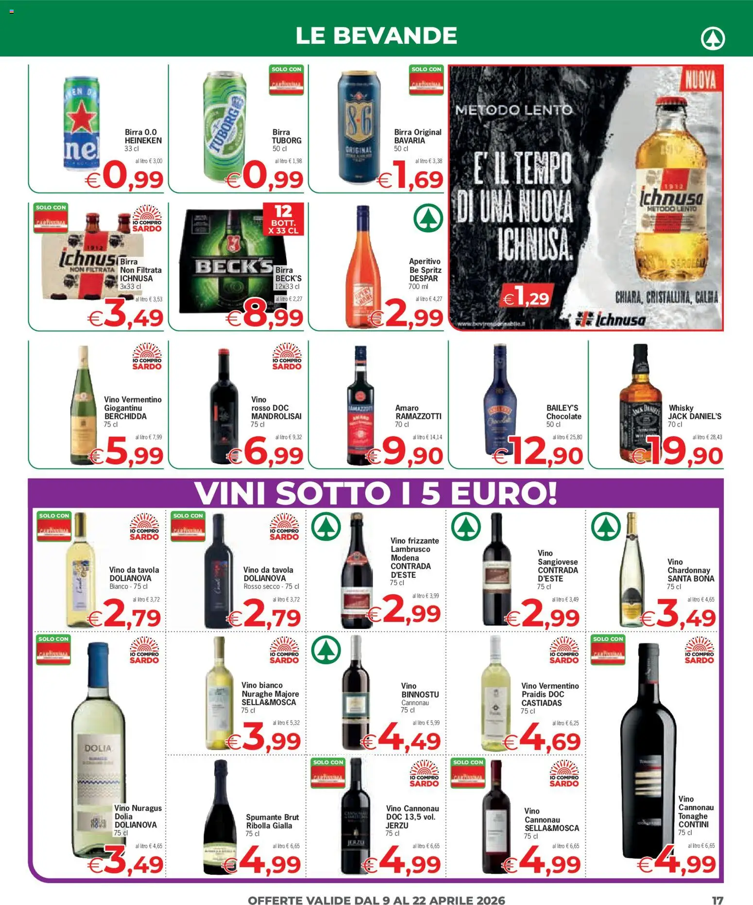 Volantino Eurospar del 09.04.2026 | Pagina: 17 | Prodotti: Vino, Spumante, Vino bianco, Amaro