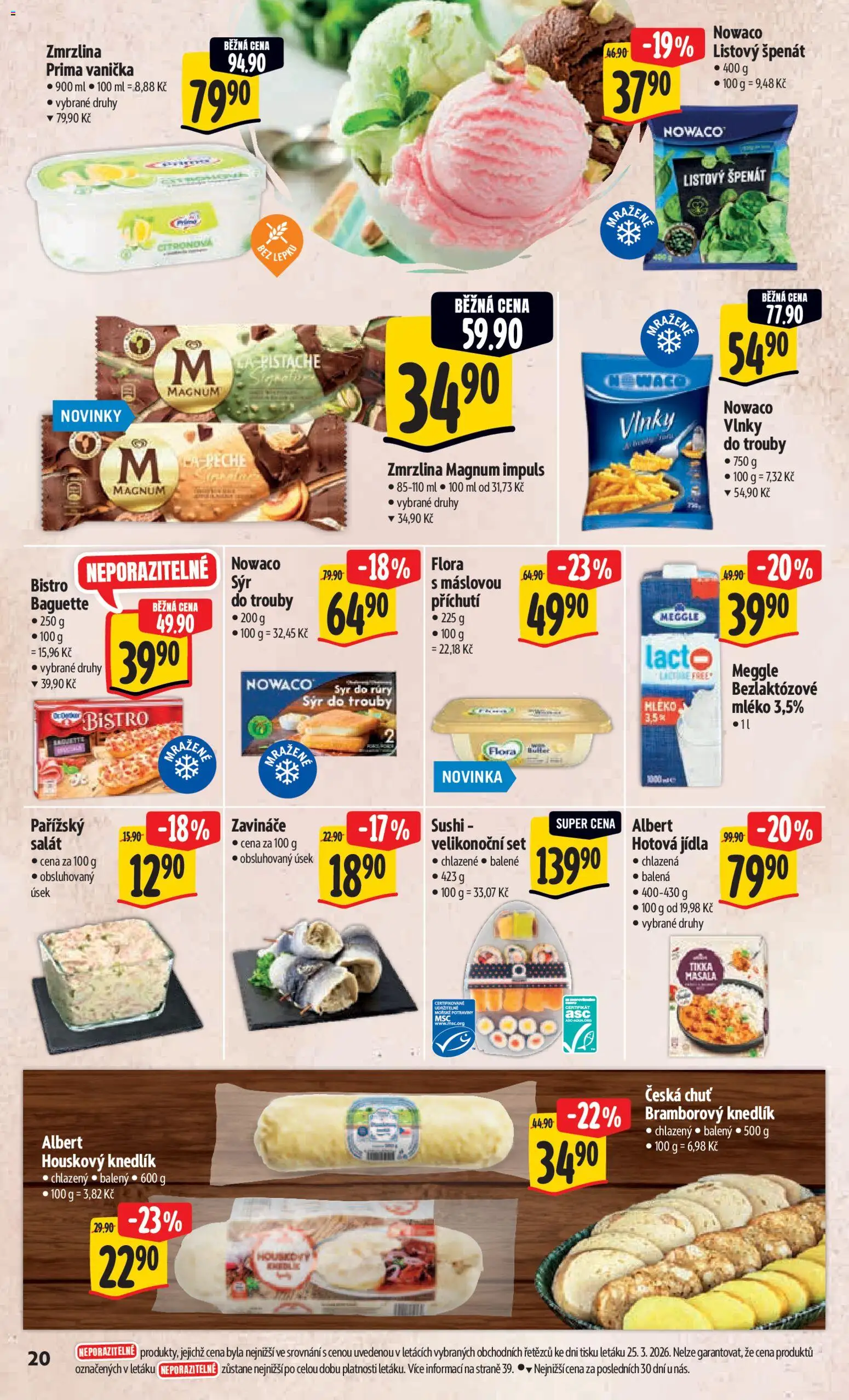 Albert leták - Hypermarket od 01.04.2026 | Strana: 28 | Produkty: Sýr, Bramborový knedlík, Magnum, Potraviny