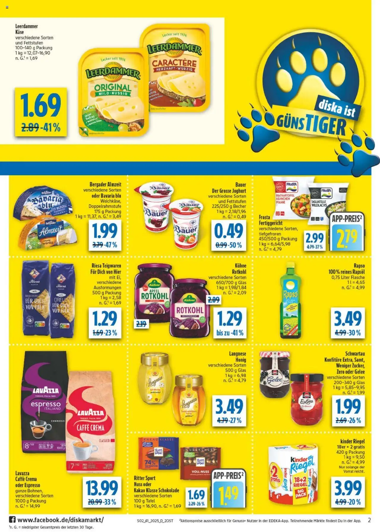 Diska - diska Angebote Sachsen-Thüringen KW41 – gültig ab 06.10.2025 | Seite: 2 | Produkte: Langnese, Hahnchen, Käse, Rotkohl