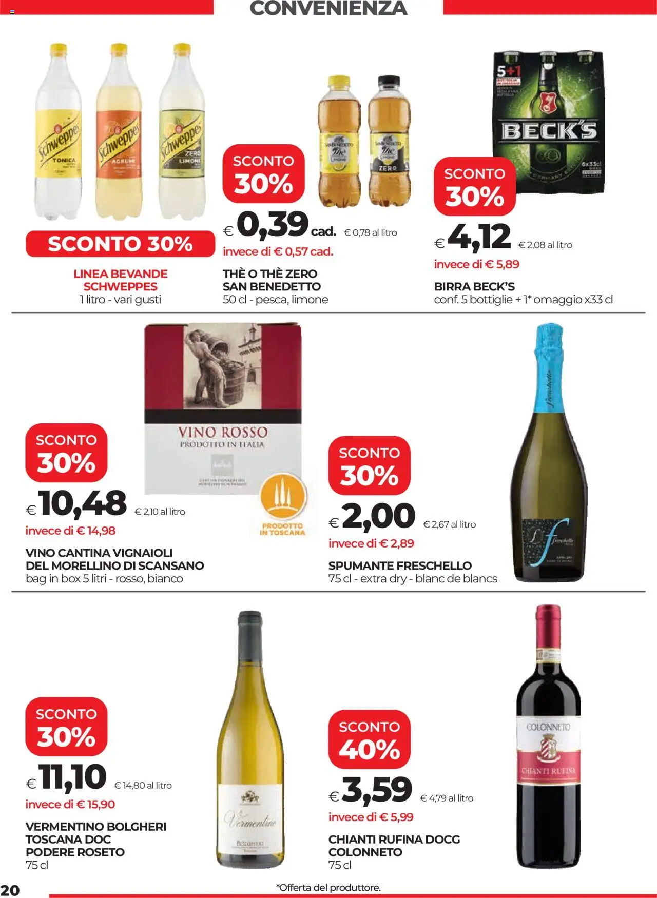 Volantino COOP del 19.06.2025 | Pagina: 20 | Prodotti: Birra, Agrumi, Spumante, Vino rosso