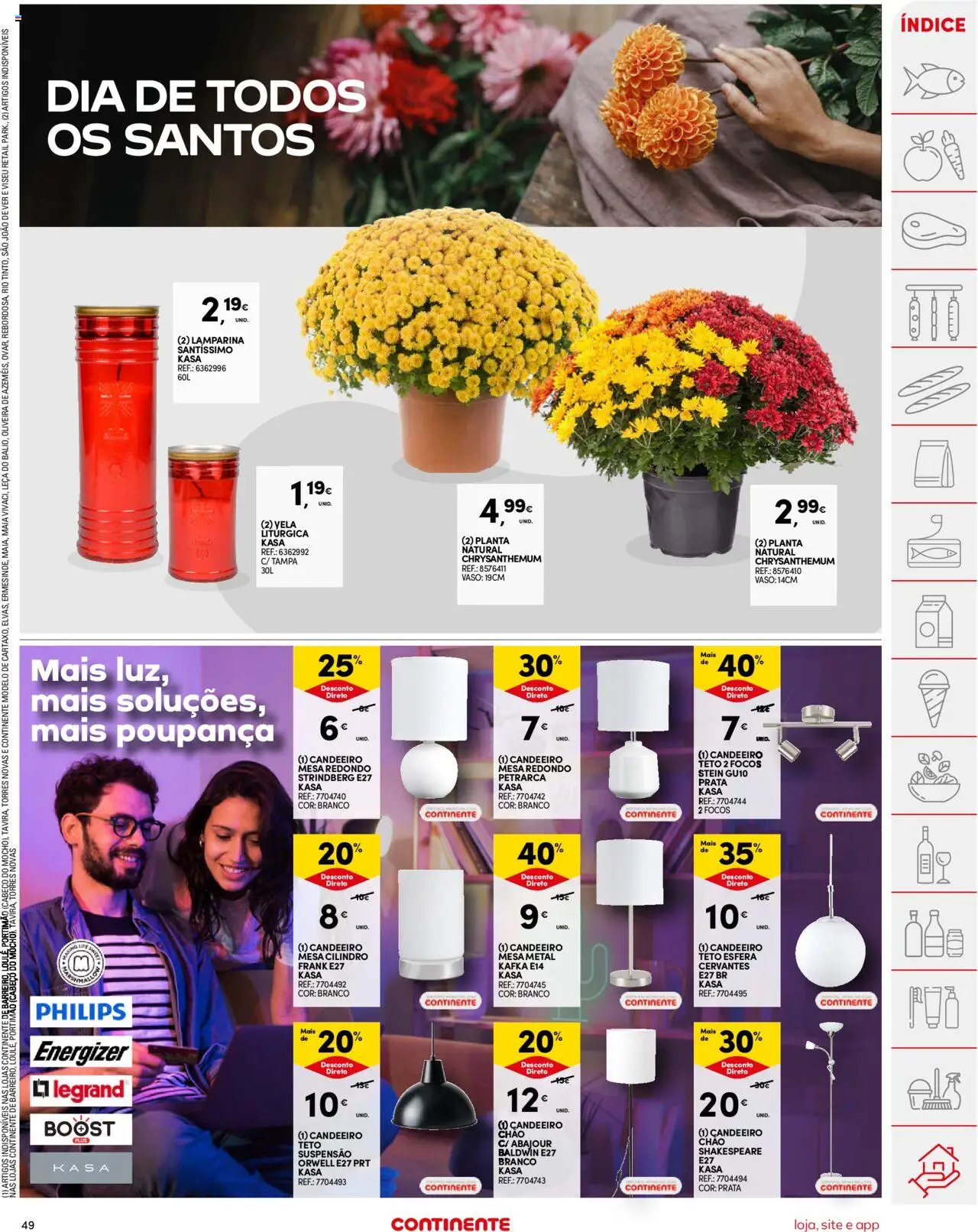 Continente folheto │ válido de 21.10.2025 | Página: 49 | Produtos: Candeeiro, Suspensão, Mesa, Vaso