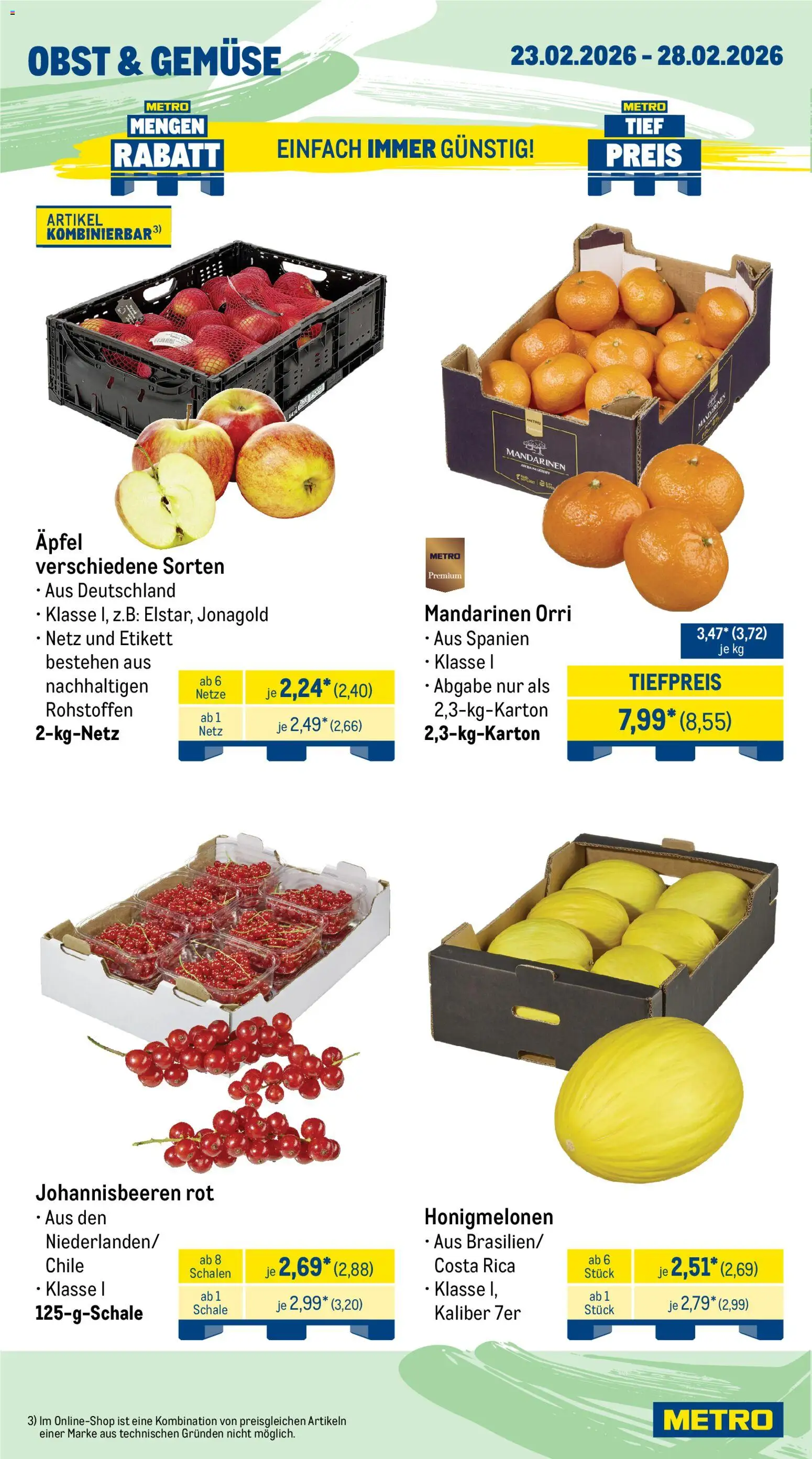 Metro Prospekt 	 – gültig ab 23.02.2026 | Seite: 8 | Produkte: Äpfel, Mandarinen, Gemüse, Obst