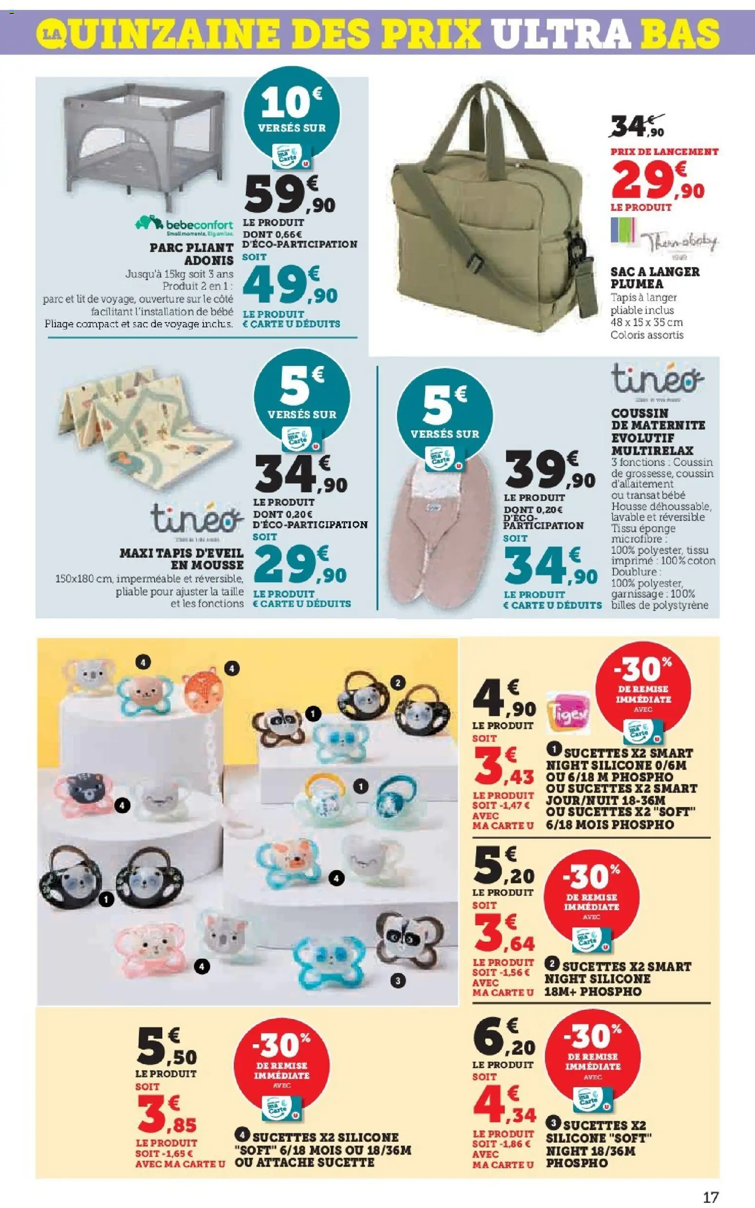 {H1} | Page: 17 | Produits: Eponge, Coussin d'allaitement, Lit, Tapis