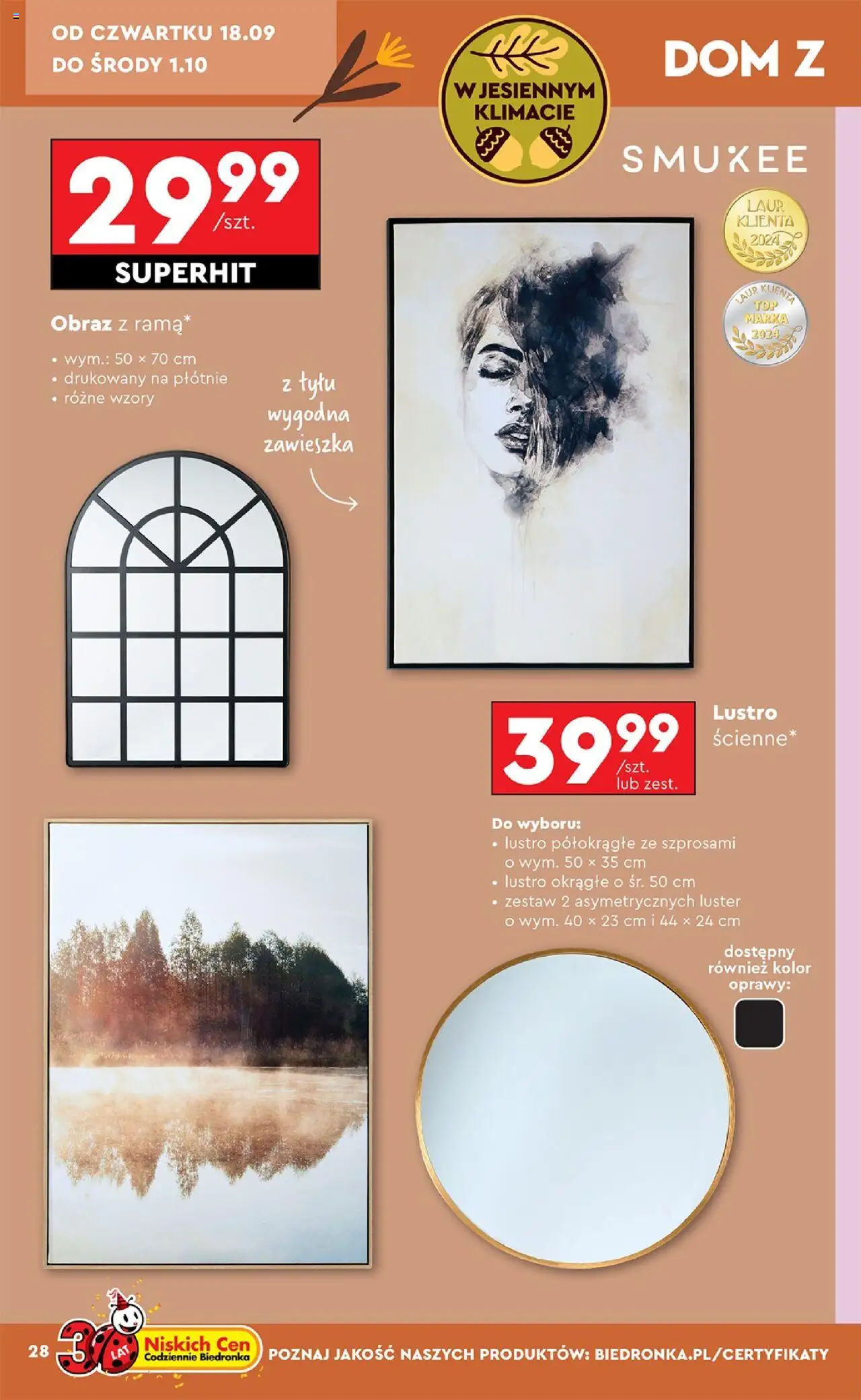 Biedronka gazetka - Hity i inspiracje od 15.09.2025 | Strona: 30 | Produkty: Lustro