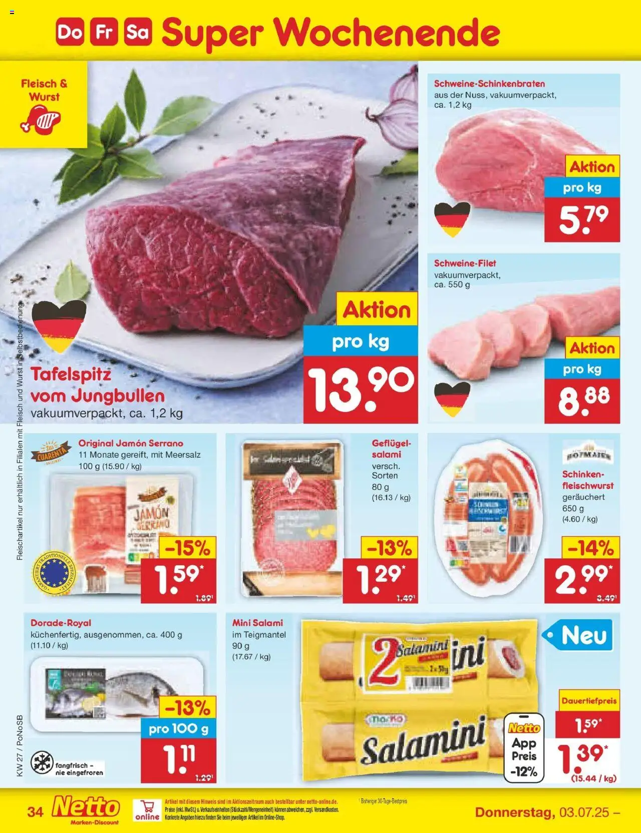 Netto Marken-Discount prospekt Amberg	 - gültig ab dem 29.06.2025 | Seite: 54 | Produkte: Tafelspitz, Wurst, Salami, Fleisch