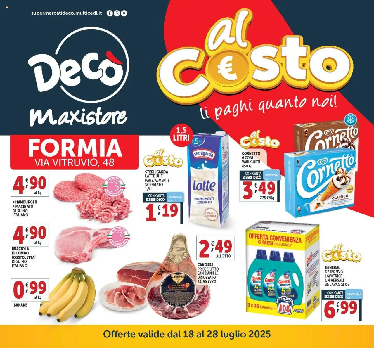 Volantino Decò del 18.07.2025 | Pagina: 1 | Prodotti: Cornetto, Suino, Latte, Macinato