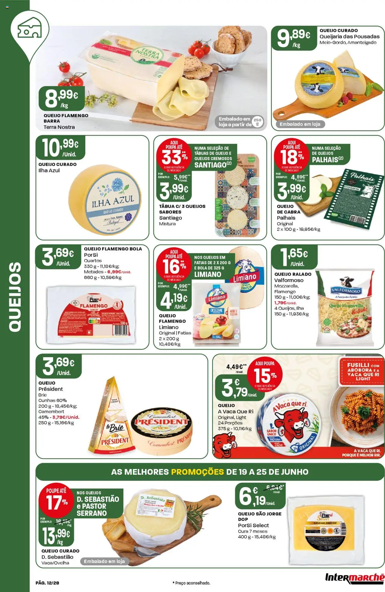 Intermarché folheto │ válido de 19.06.2025 | Página: 12 | Produtos: Cálcio, Queijo, Abóbora, Proteina