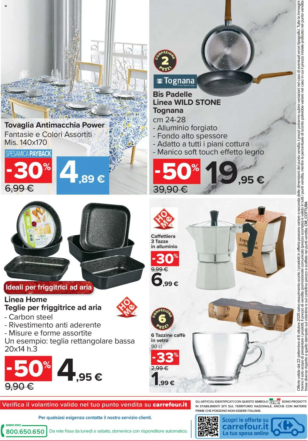 Volantino Carrefour del 22.09.2025 | Pagina: 4 | Prodotti: Teglia, Caffè, Scaffale, Friggitrice