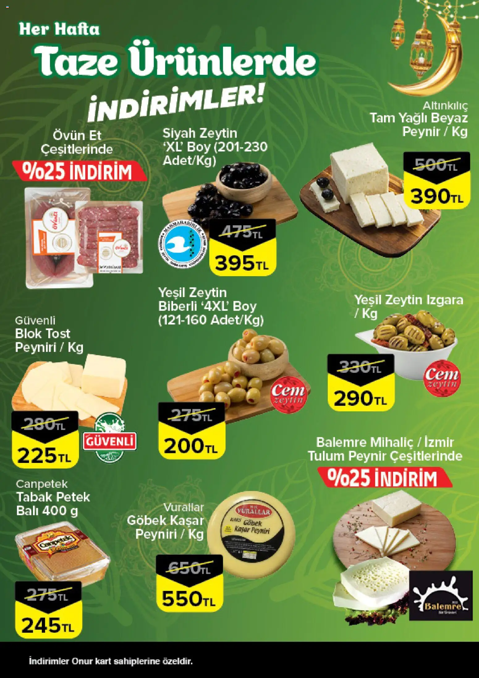 Onur Market Taze Ürünlerde İndirimler - Bursa - 12.02.2026 tarihinden itibaren geçerlidir | Sayfa: 2 | Ürünler: Peynir, Tulum, Zeytin, Izgara