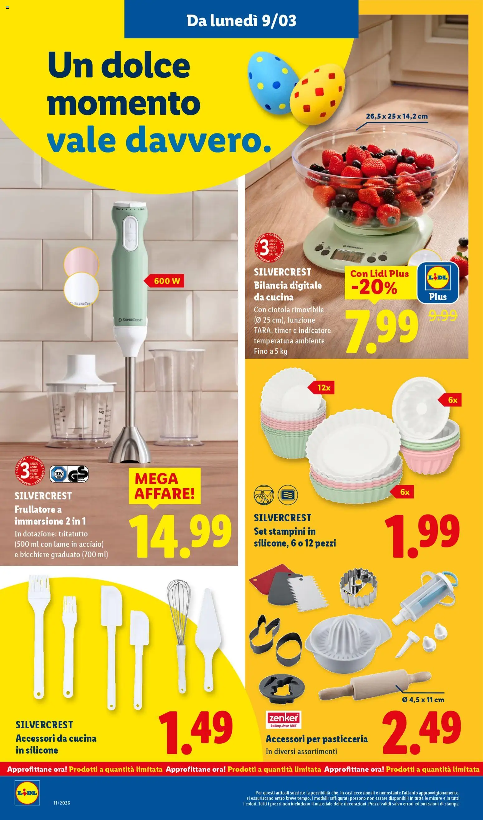 Volantino Lidl del 09.03.2026 | Pagina: 28 | Prodotti: Frullatore, Silicone, Bilancia, Ciotola