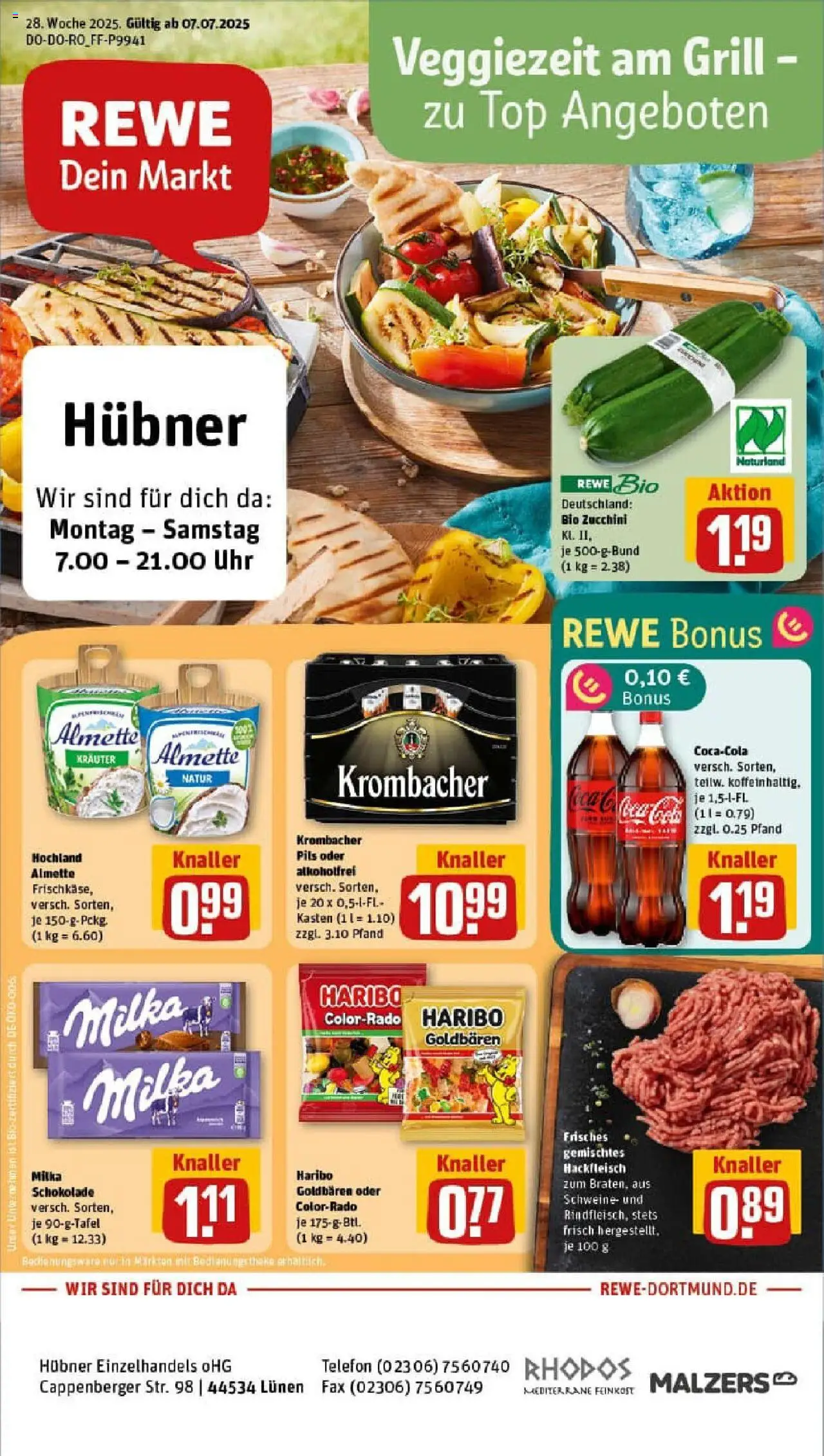 Rewe prospekt Lünen	 - gültig ab dem 06.07.2025 | Seite: 1 | Produkte: Haribo, Schokolade, Milka schokolade, Telefon