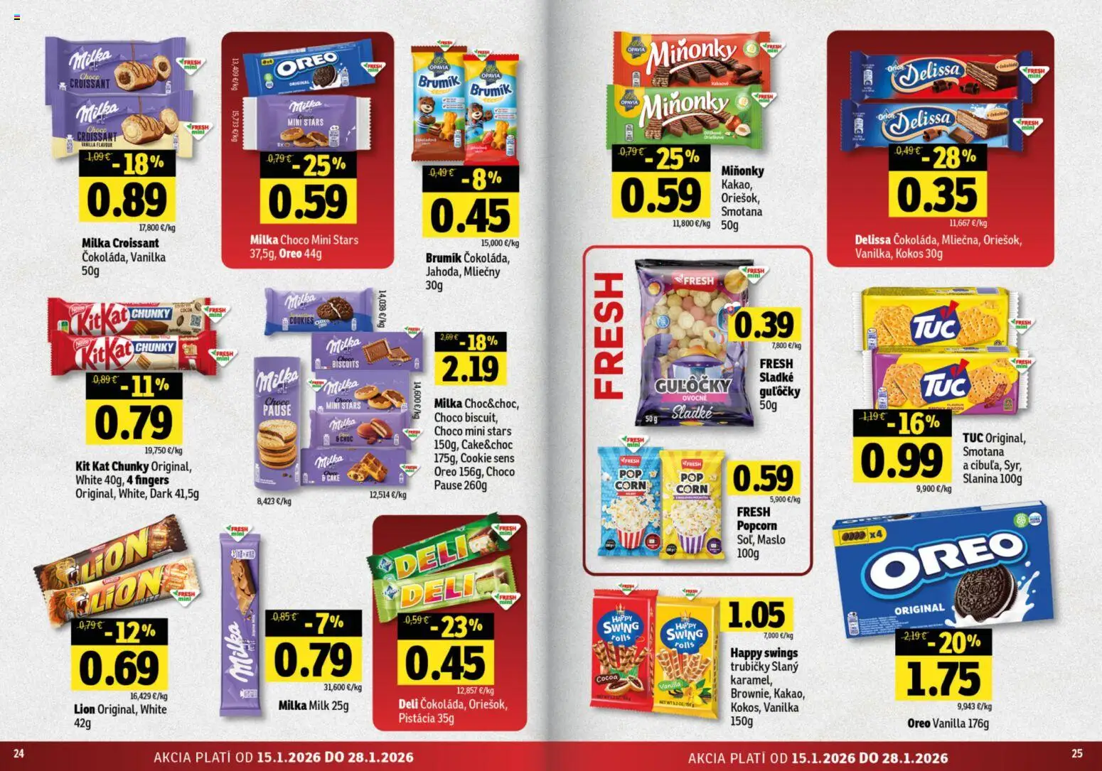 Nové Fresh akcie – leták je platný od 15.01.2026 | Strana: 13 | Produkty: Croissant, Slanina, Smotana, Milka